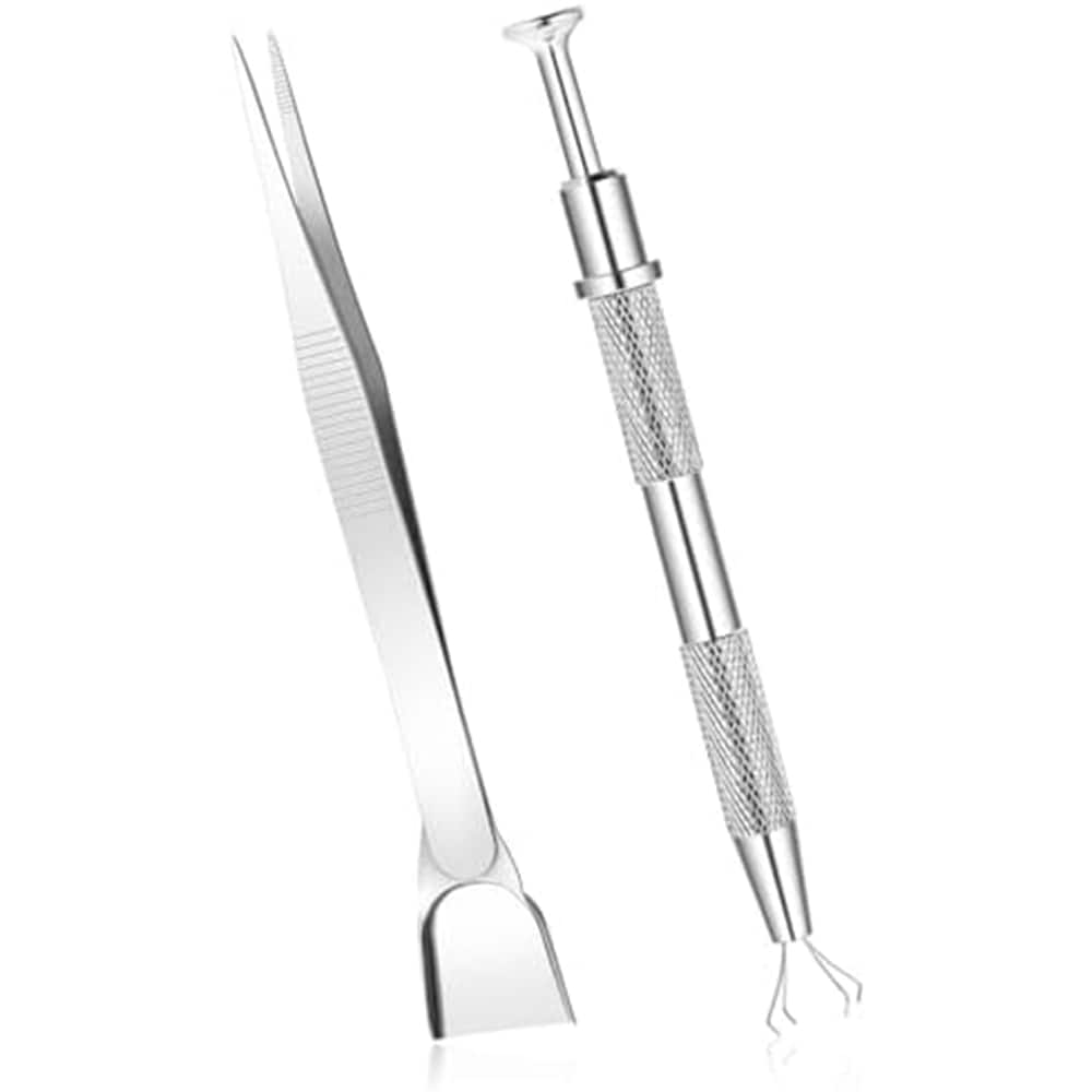 Etokfoks  Stainless Steel Four Claw Sprinkle Pen Pearl Grabber With Shovel Head Food Tweezers Cake Decorating Tools Set Two Pack