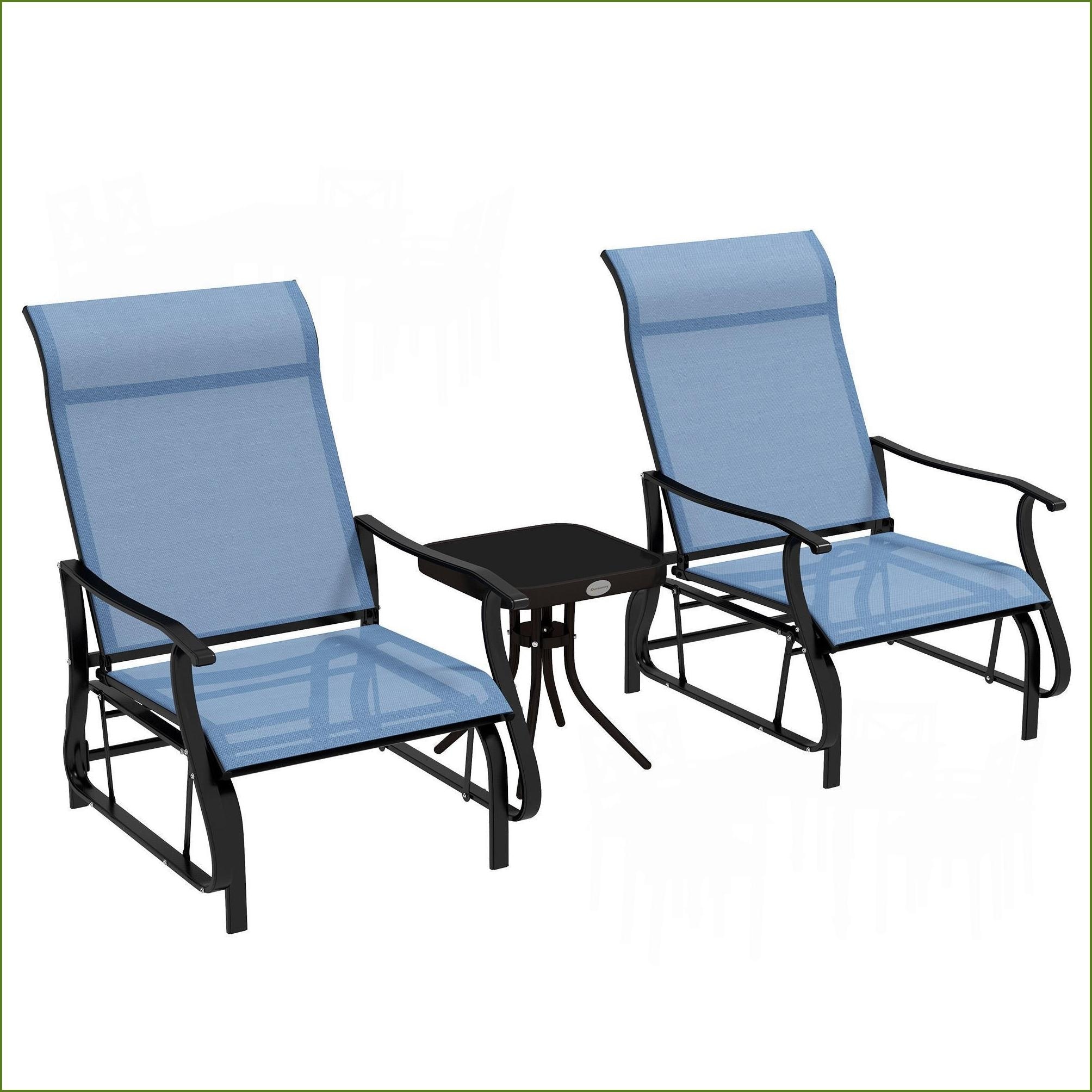 Watnature OWNT9M0UXPKD Patio Sets 3 Piece Outdoor Glider Set with Tempered Glass Table for Patio Garden Backyard  Steel  Sky Blue