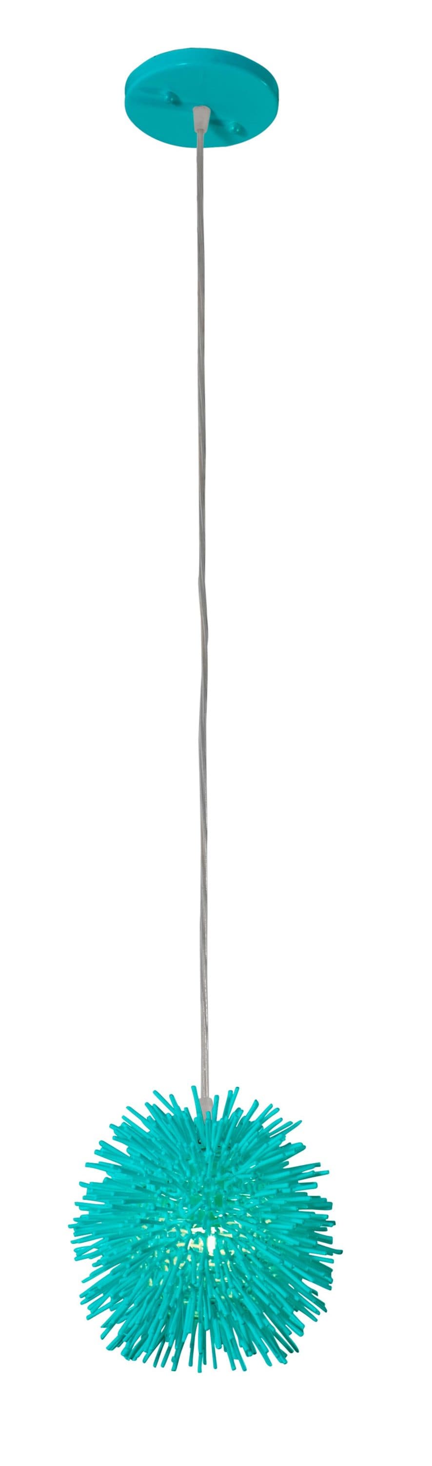 Varaluz 169M01SAQ Urchin 1 -Light Aqua Velvet Transitional Dome Mini Hanging Pendant light