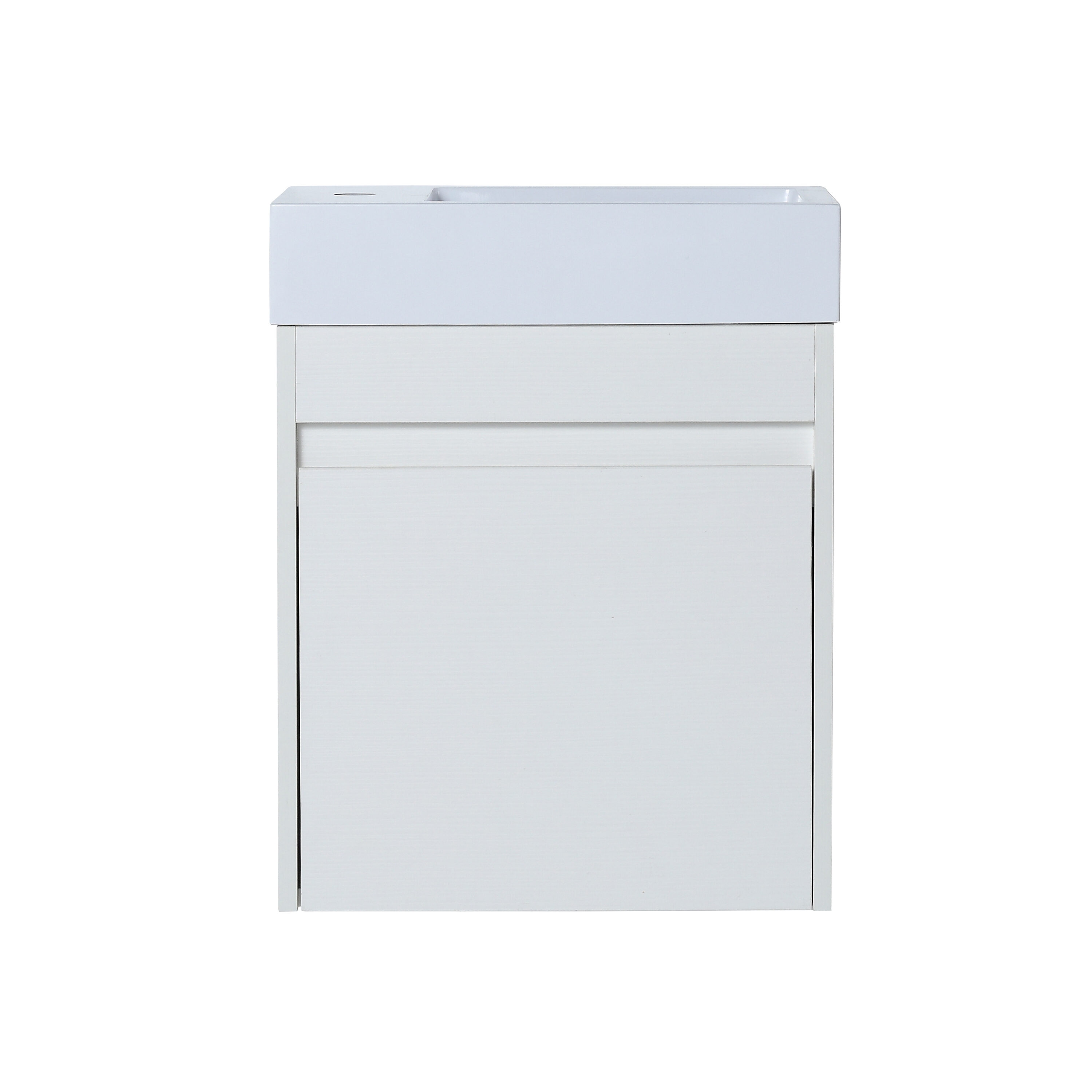 Ayelon FLV36243 Bath Vanity 18-in White Single Sink Floating Bathroom Vanity with White Acrylic Top
