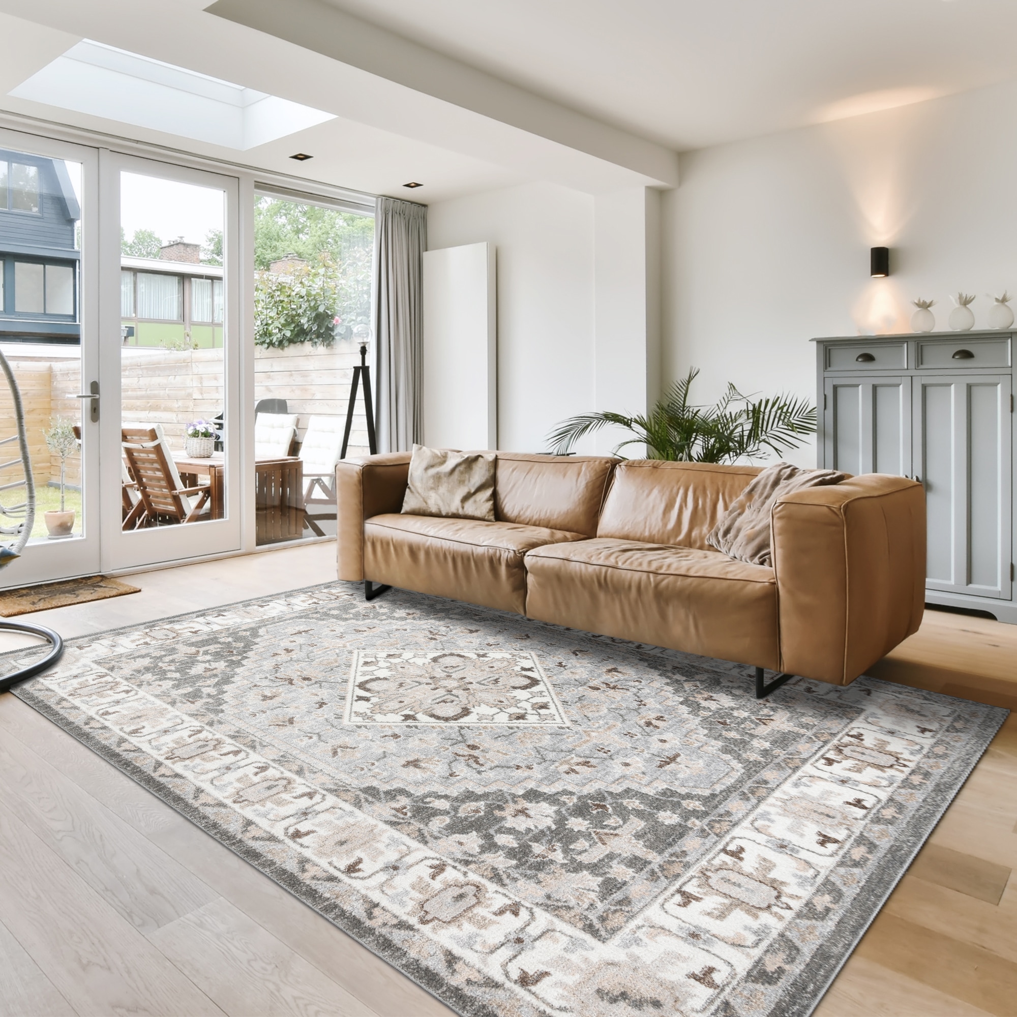 GERTMENIAN 38867 6 x 9 (ft) Loomed Gray Rectangular Indoor Oriental Pet Friendly Area rug