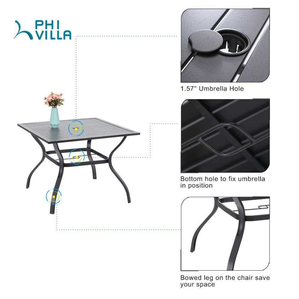 PHI VILLA Square Outdoor Dining Table 37-in W x 37-in L PHI VILLA Square Outdoor Dining Table 37-in W x 37-in L