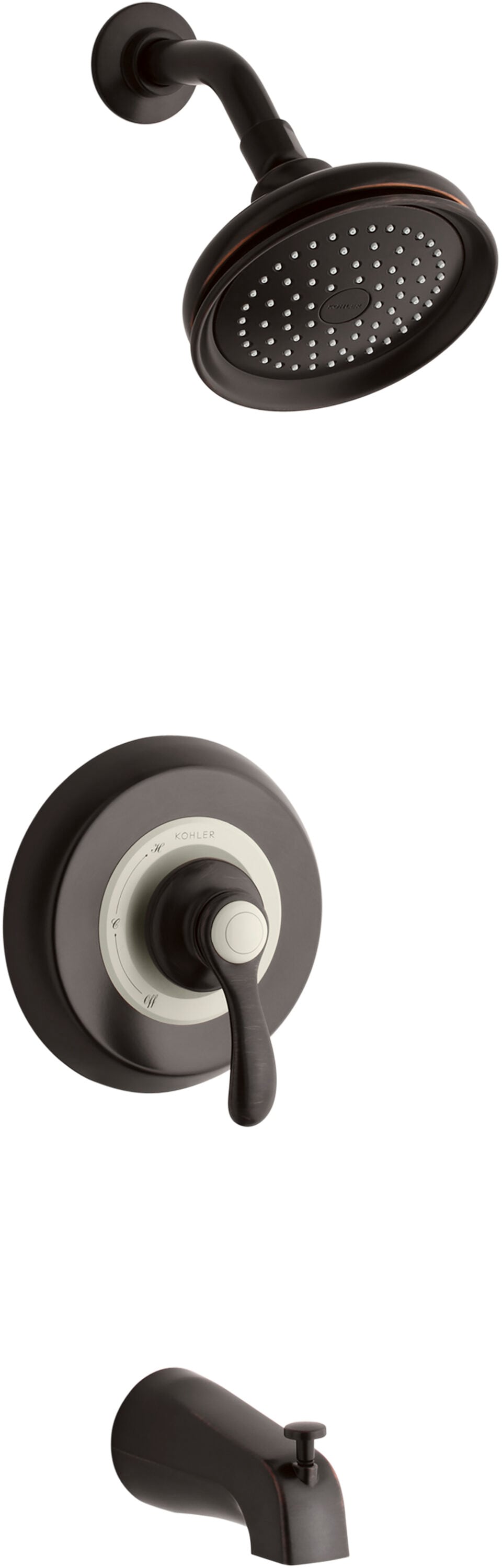 KOHLER Fairfax Oil-Rubbed Bronze 1-handle Single Function Round Bathtub and Shower Faucet