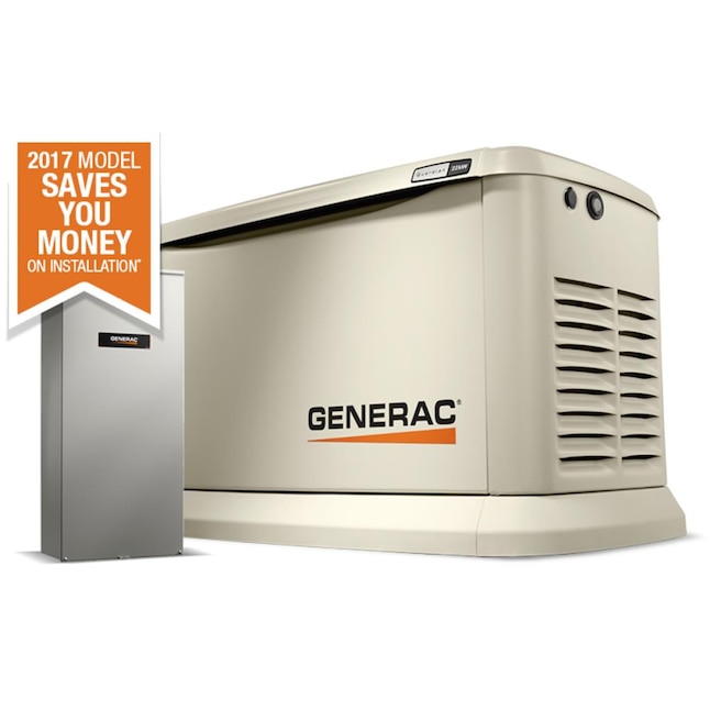 Generac 7043 Guardian 22000-Watt (LP) / 19500-Watt (NG) Standby Generator with 200-Amp Automatic Transfer Switch