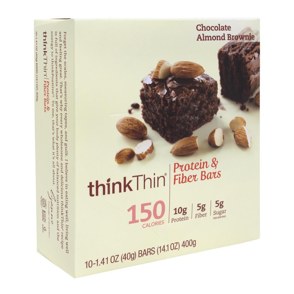 Protein Bars Almond Brownie, 1.41 oz, 10 Count - Gluten Free, Non GMO, Kosher Friendly | - thinkTHIN 307-00117