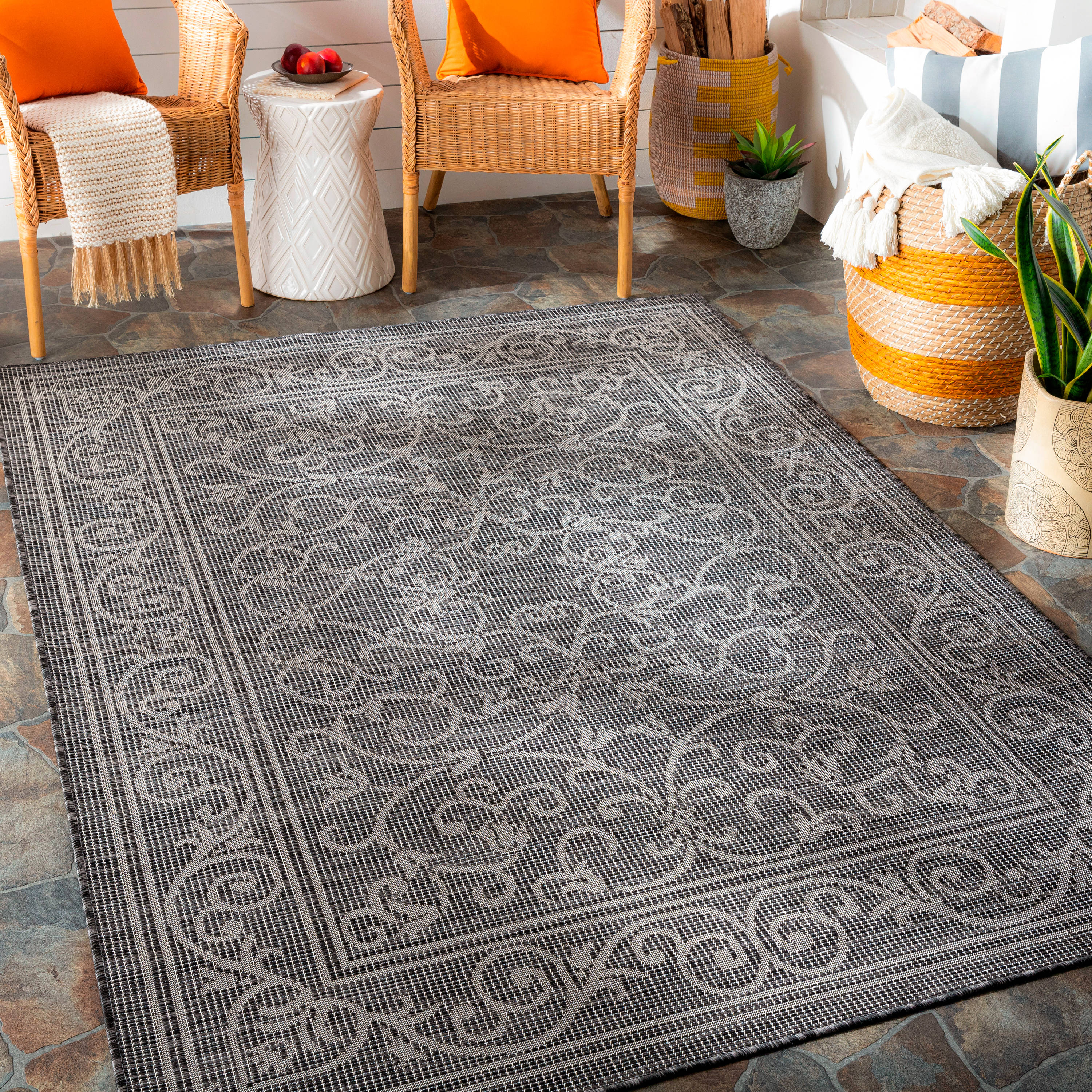 Artistic Weavers PSA2357-274 Pasadena 3 X 4 Dark Gray Indoor/Outdoor Abstract Oriental Area Rug