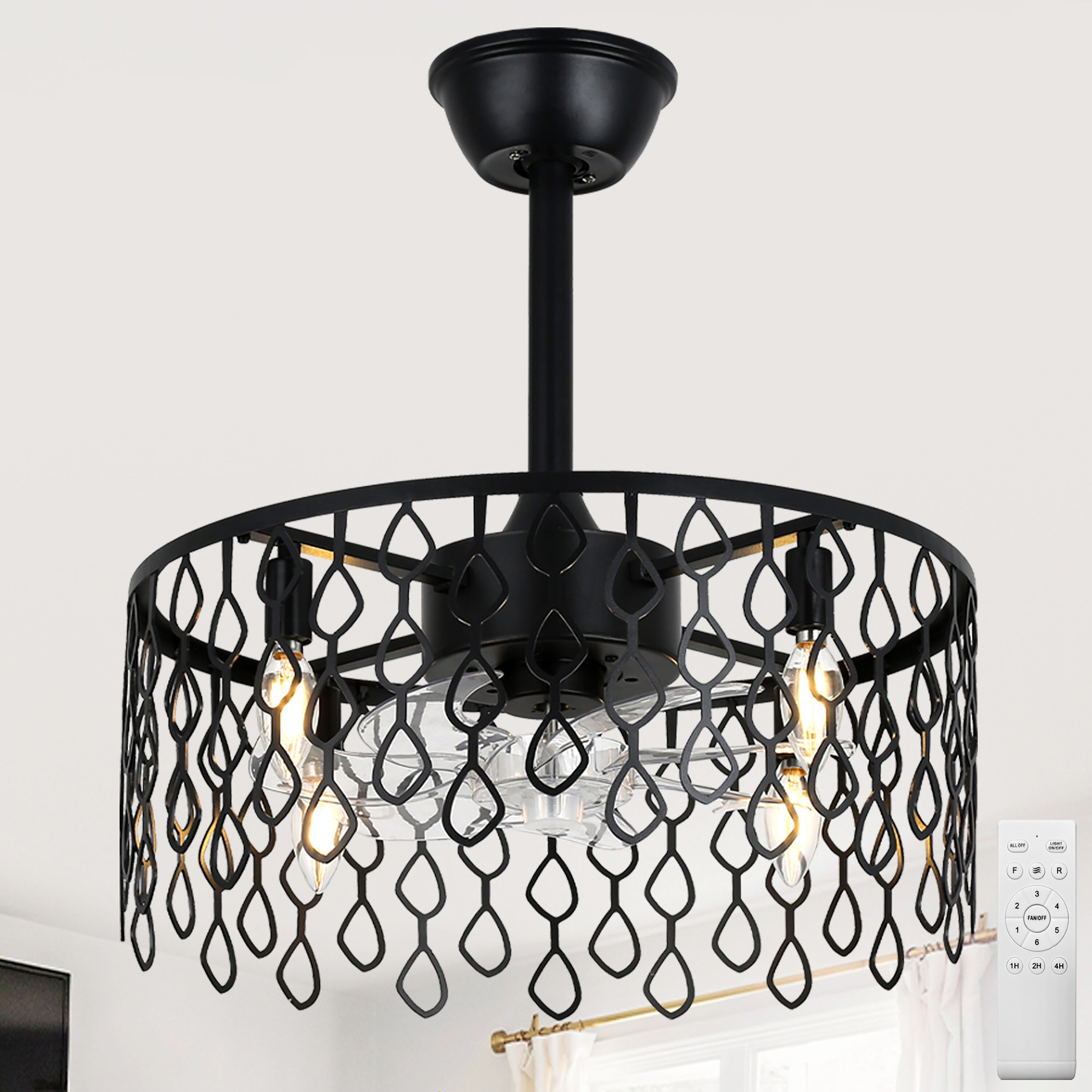 Cusp Barn Brugla 19-in Black with Black Blades Cage Ceiling Fan Without Light 8 -Blade