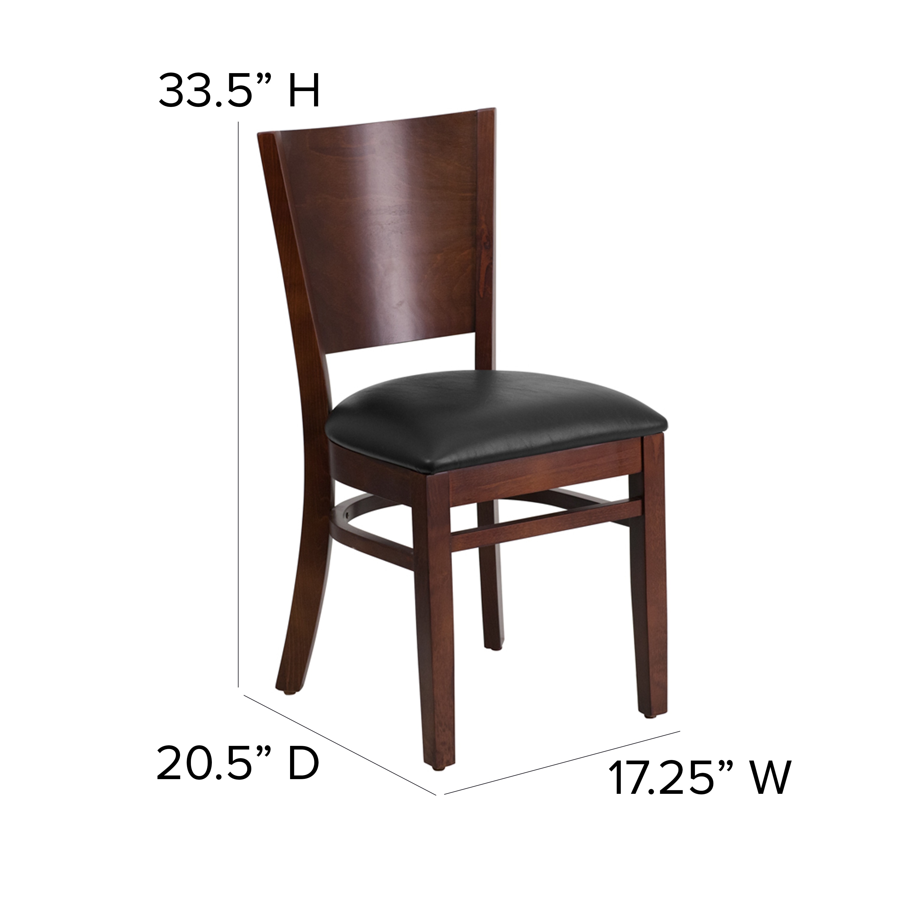 Elegant Walnut Wood Side Chair with Black Vinyl Seat