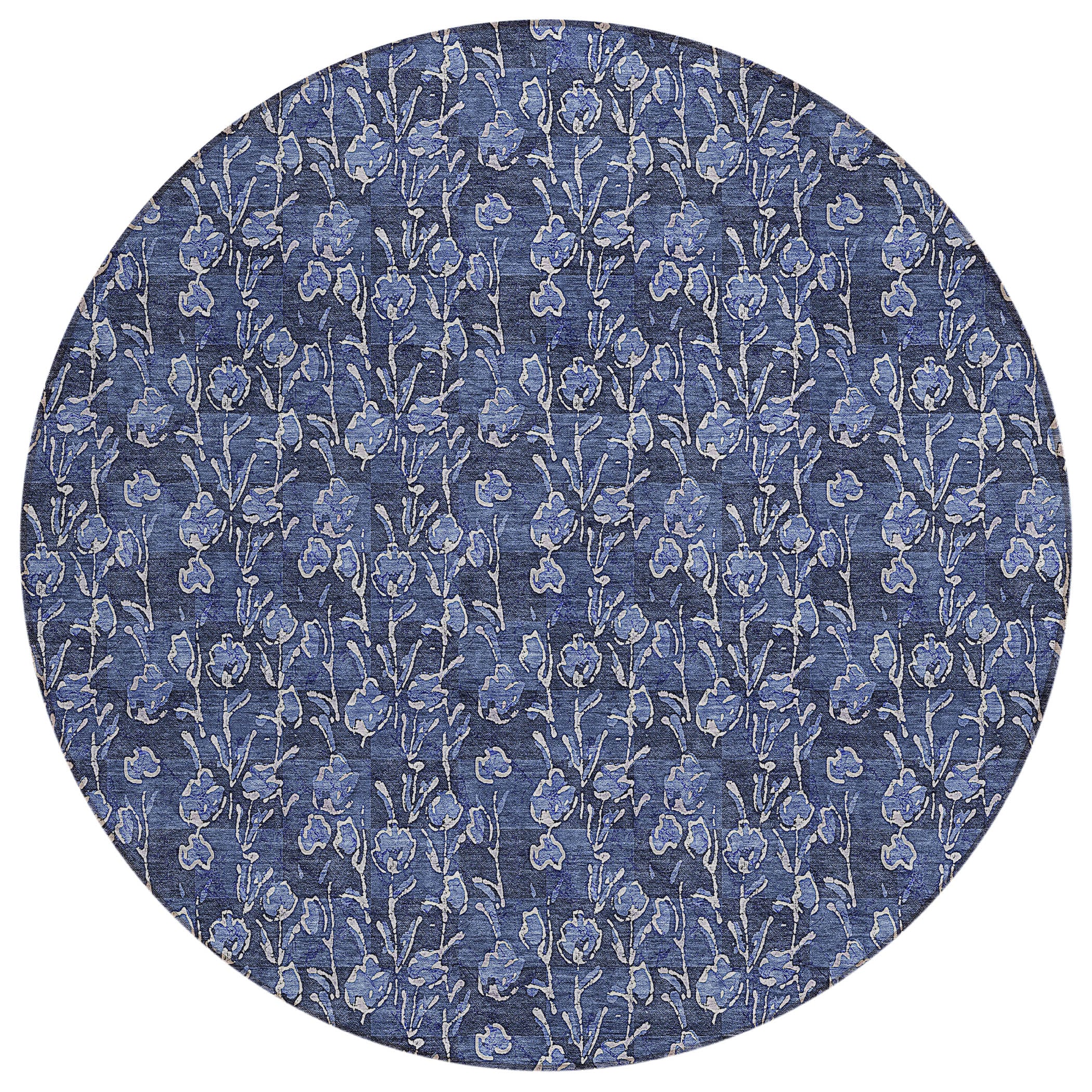 Addison Rugs ACN692NA8RO Chantille ACN692NA 8 x 8 (ft) Polyester Navy Round Indoor/Outdoor Geometric Machine washable Area rug