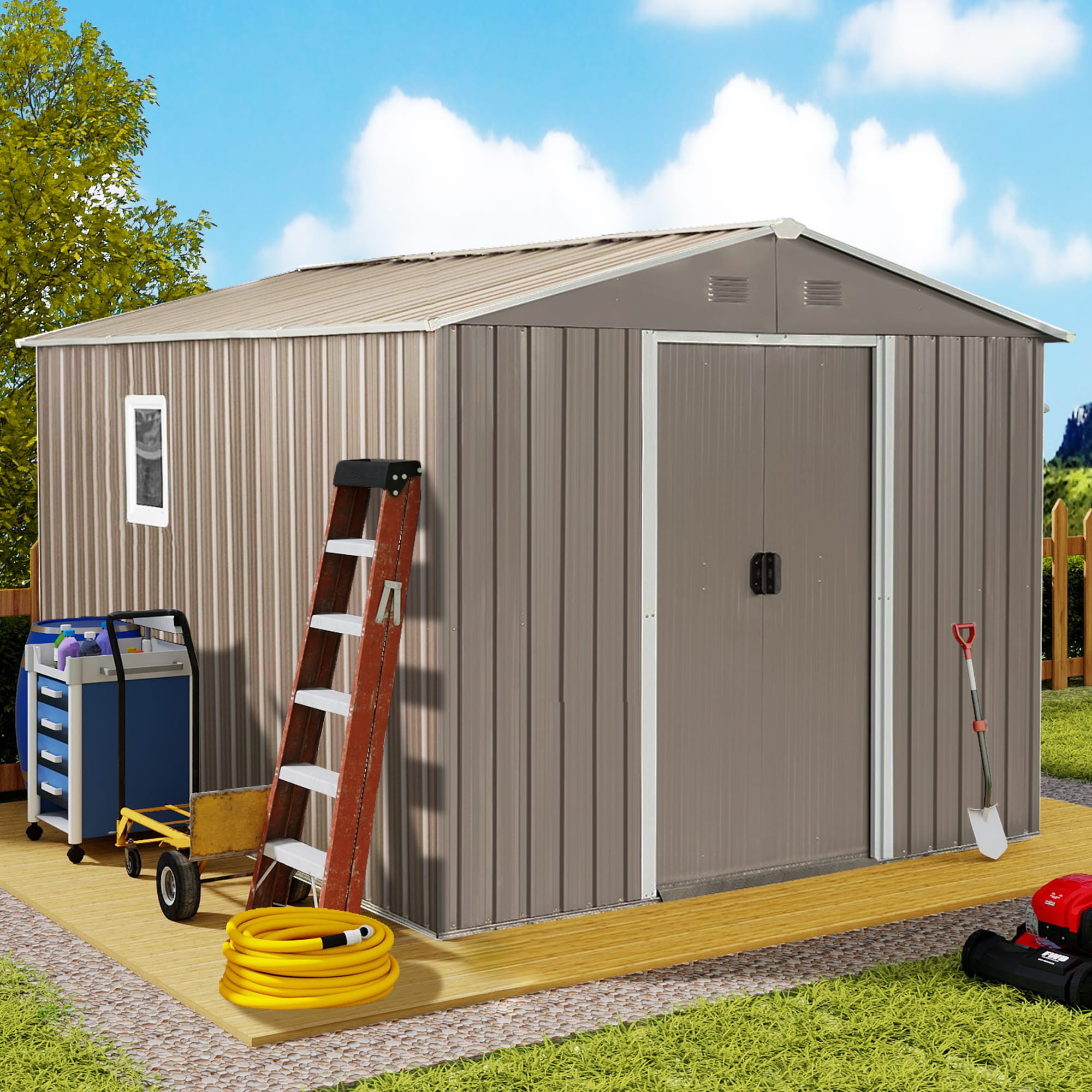 ToolCat BZ-3-173-SN 8-ft x 10-ft Galvanized steel Metal Storage Shed