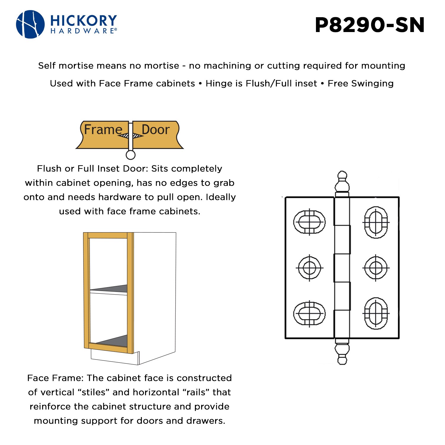 RELIABILT 2-Pack 180-Degree Opening Satin Nickel Flush Cabinet