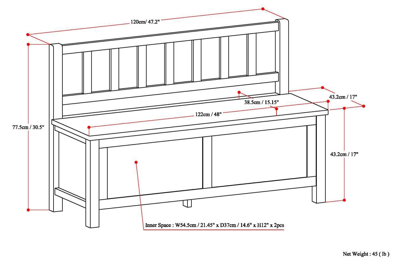 Simpli Home AXCRART13-RUS bench - View #9