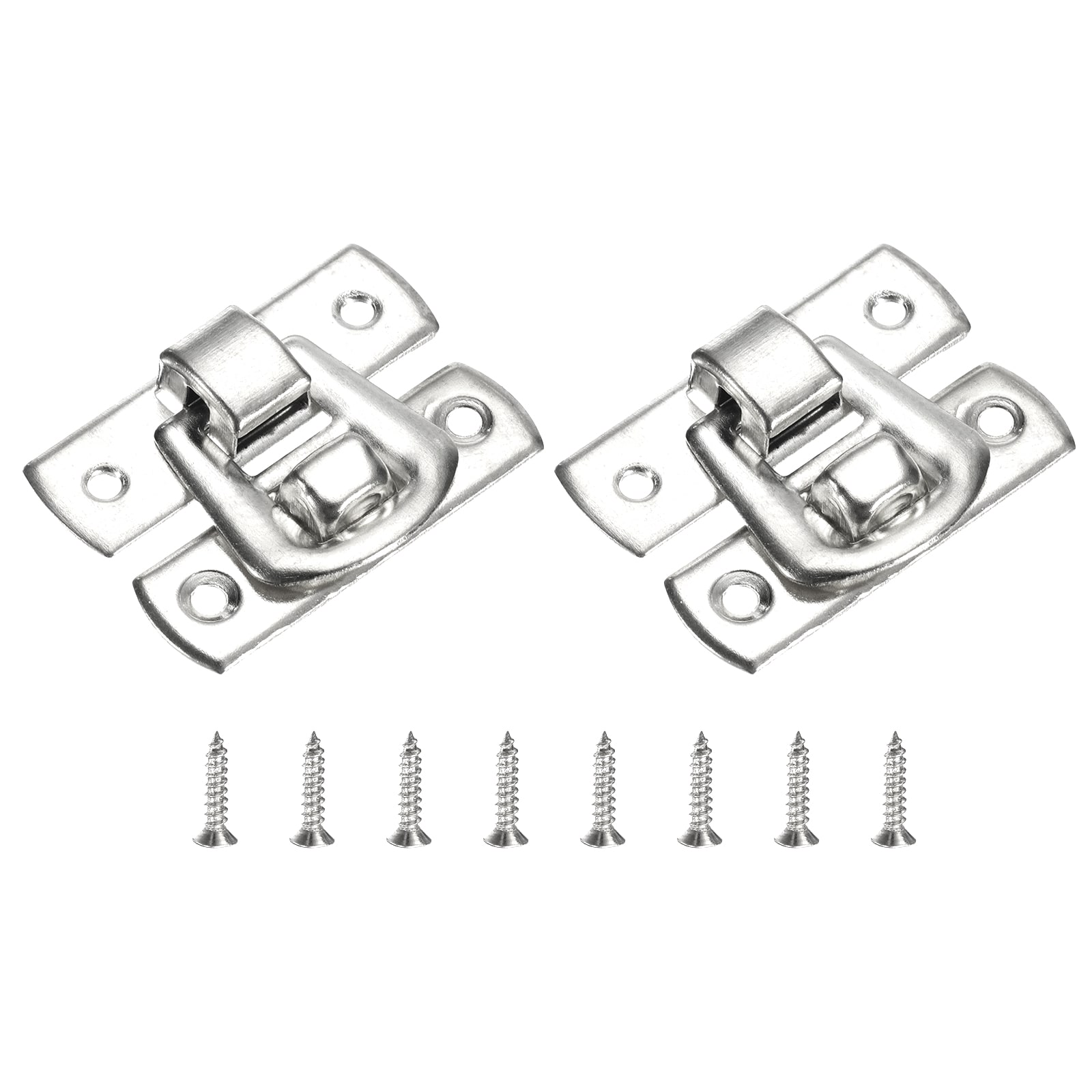 Unique Bargains S25093001UX7257 2pcs Hasp Clasp Latch Lock 30 x 18mm Decorative Retro Box Toggle Latch Metal Buckle Hasp Lock with Screws for Jewelry Box Suitcase Toolbox Wooden Case Silver - Thumbnail