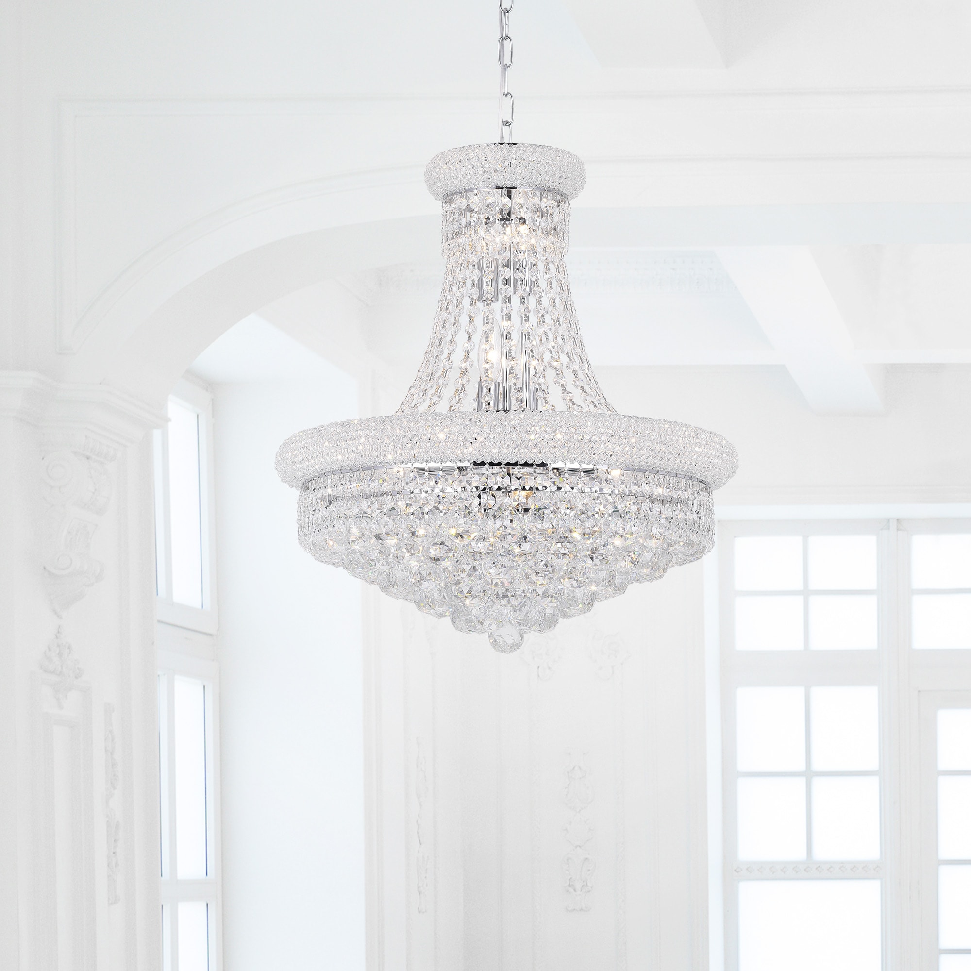 CWI Lighting 8001P20C Empire 14 -Light Chrome Traditional Crystal For Use in Bathrooms, Bedrooms, Dining Rooms, Foyers, Kitchens, Living Rooms Chandelier