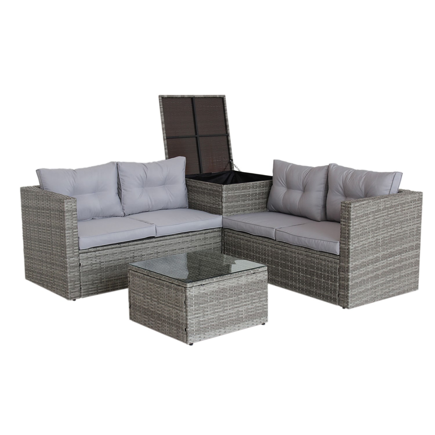 GZMR Patio Furniture-Set 4-Piece Wicker Patio Conversation Set with ...