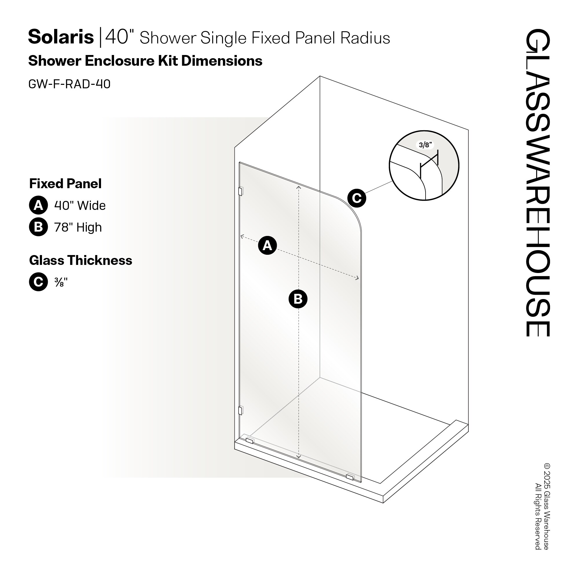 Glass Warehouse GW-F-RAD-40-CH Shower-Doors - View #5
