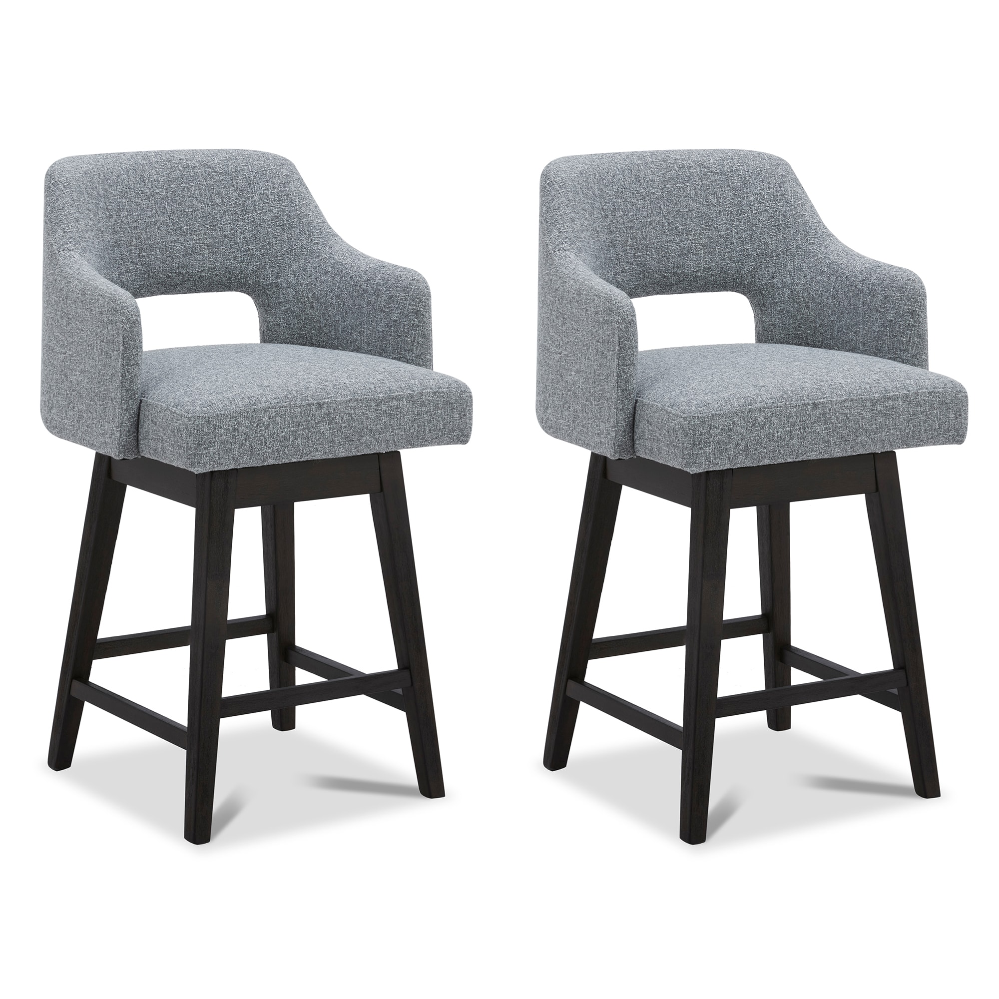 Circle 55 LWSY1279-B1362 2 -Set Gray（Multi-Colored） 26-in H Counter height Bucket seat Upholstered Swivel Wood Bar Stool with Arms and Back