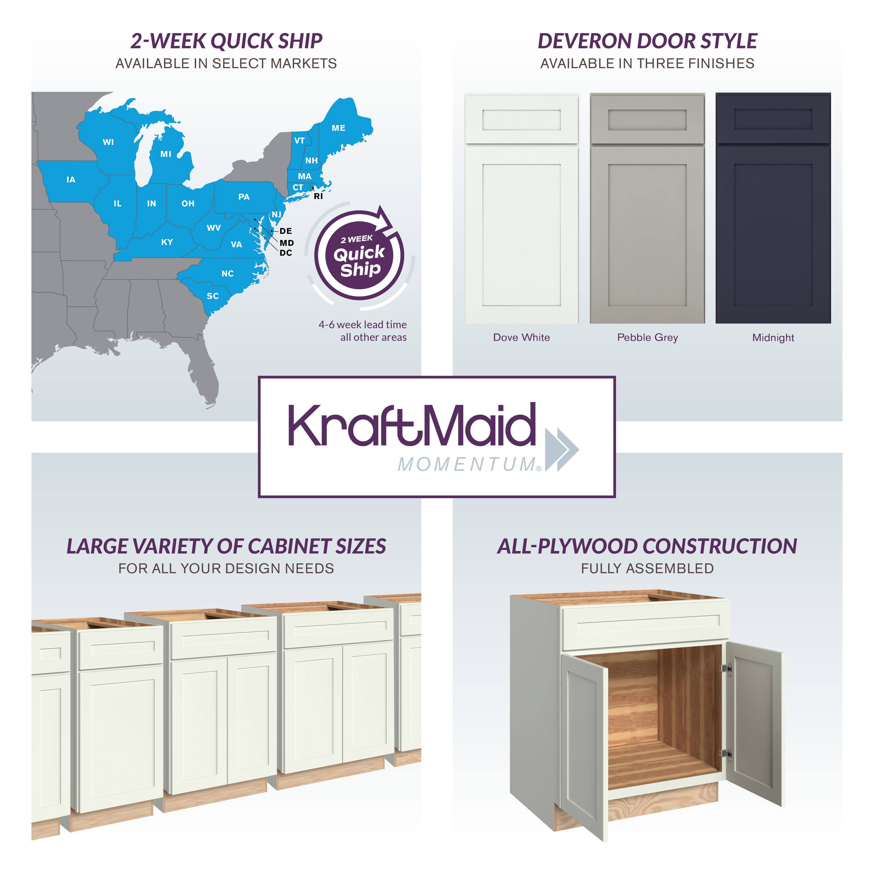 KraftMaid Momentum B39G71 Cabinets-Kitchen - View #2