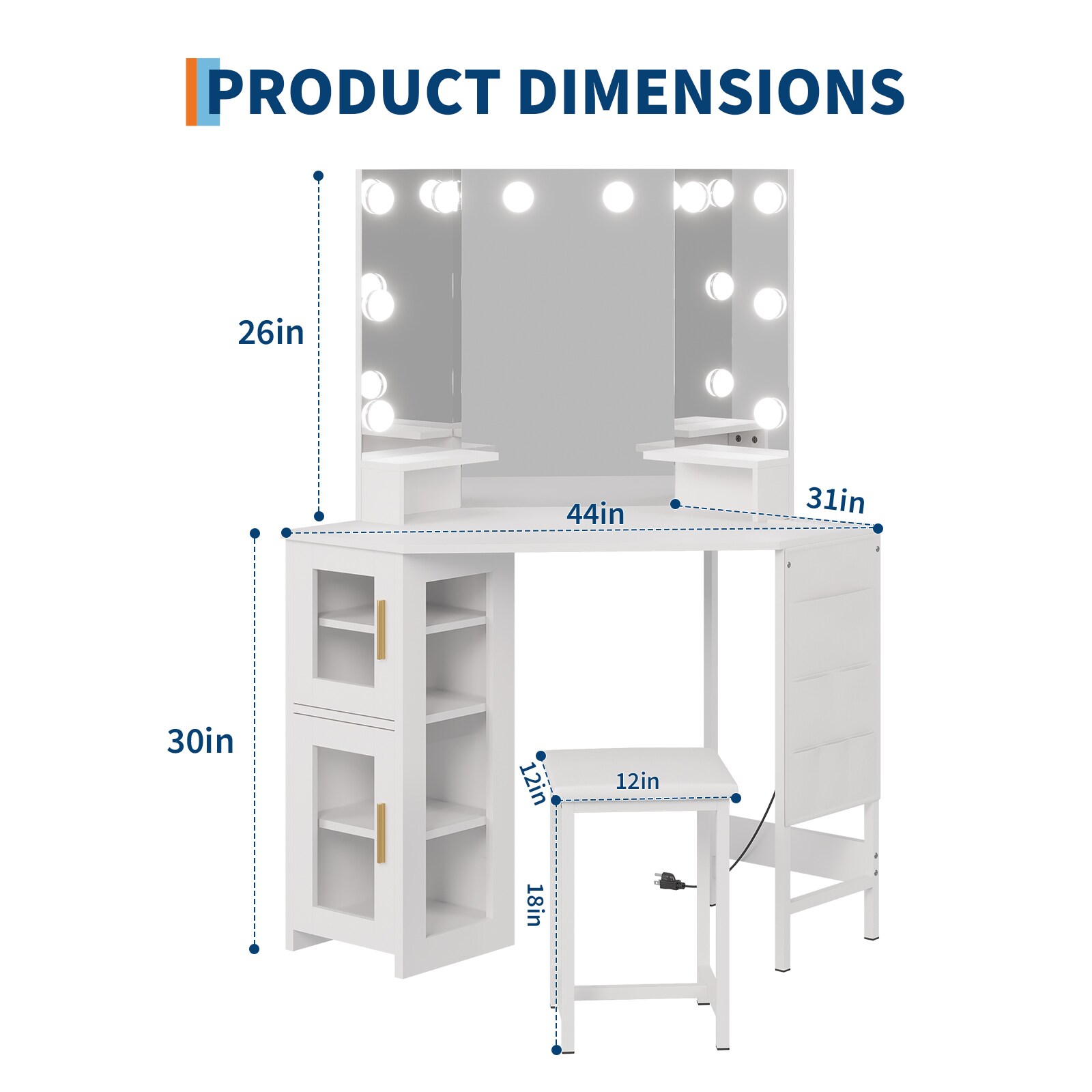 Qeetex SUN-PHK-34UMFMWW Bedroom-Vanities - View #3