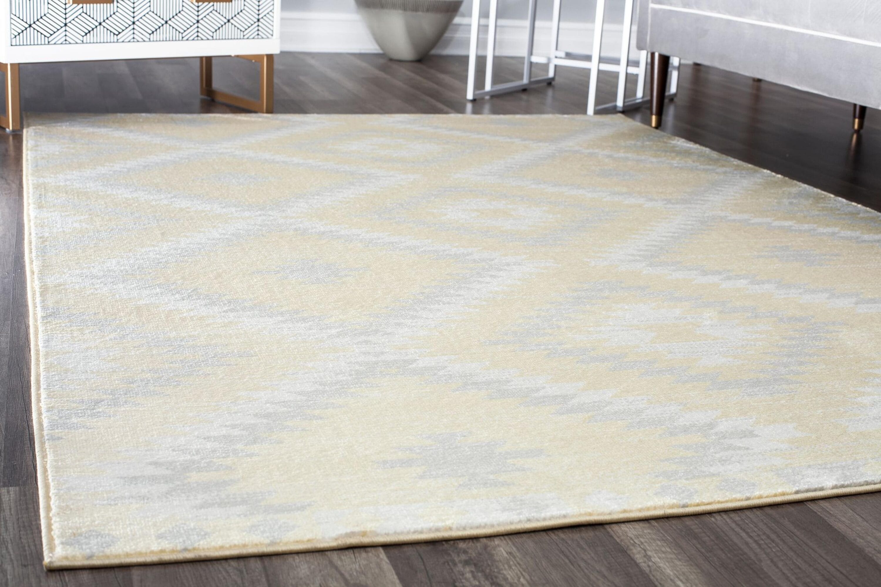 Sunflower Yellow and Gray Synthetic Area Rug, 2' x 4'