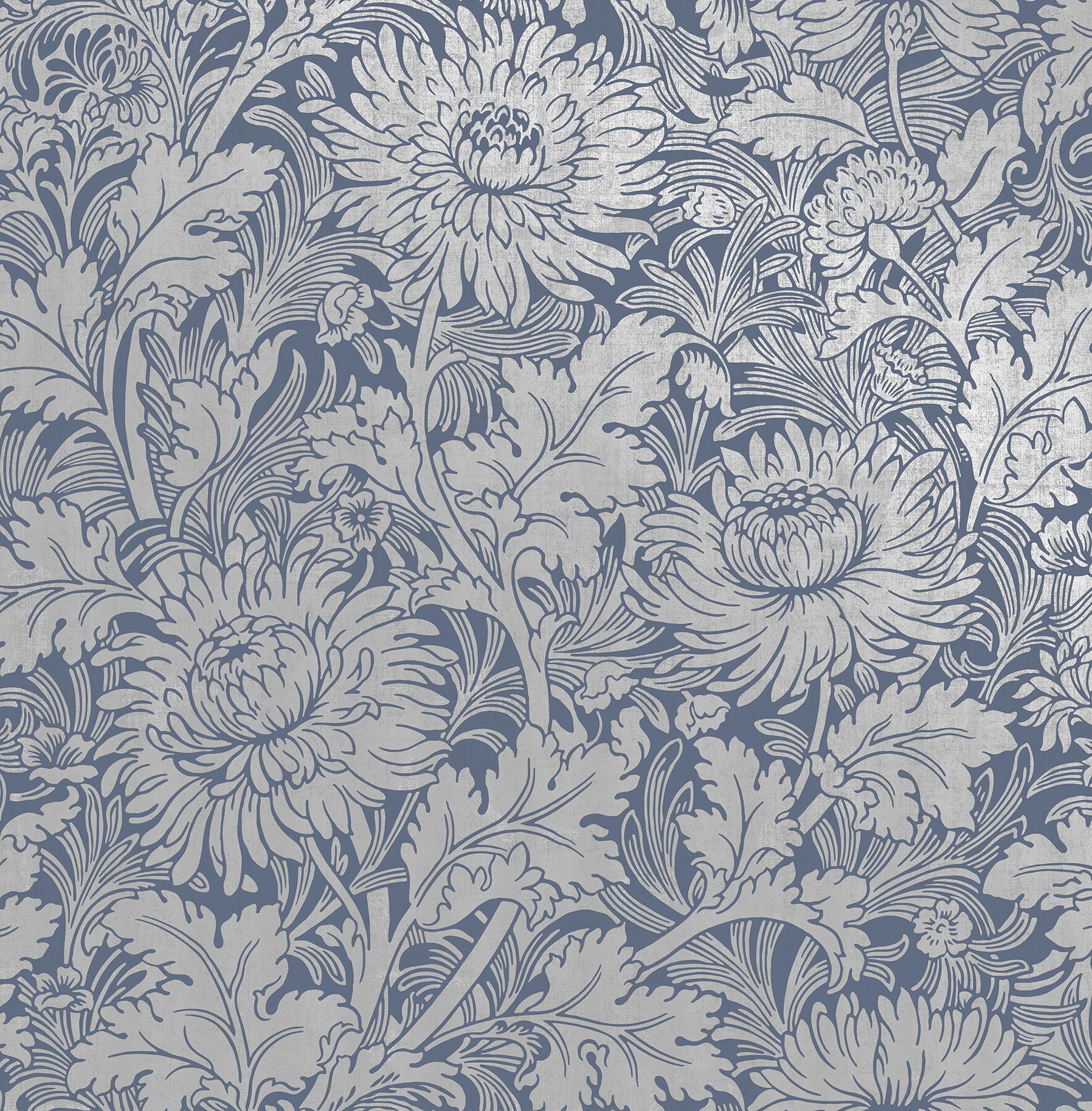 Fine Decor 2900-42532 Medley 56.4-Sq. Feet Blue Non-woven Floral Unpasted Wallpaper