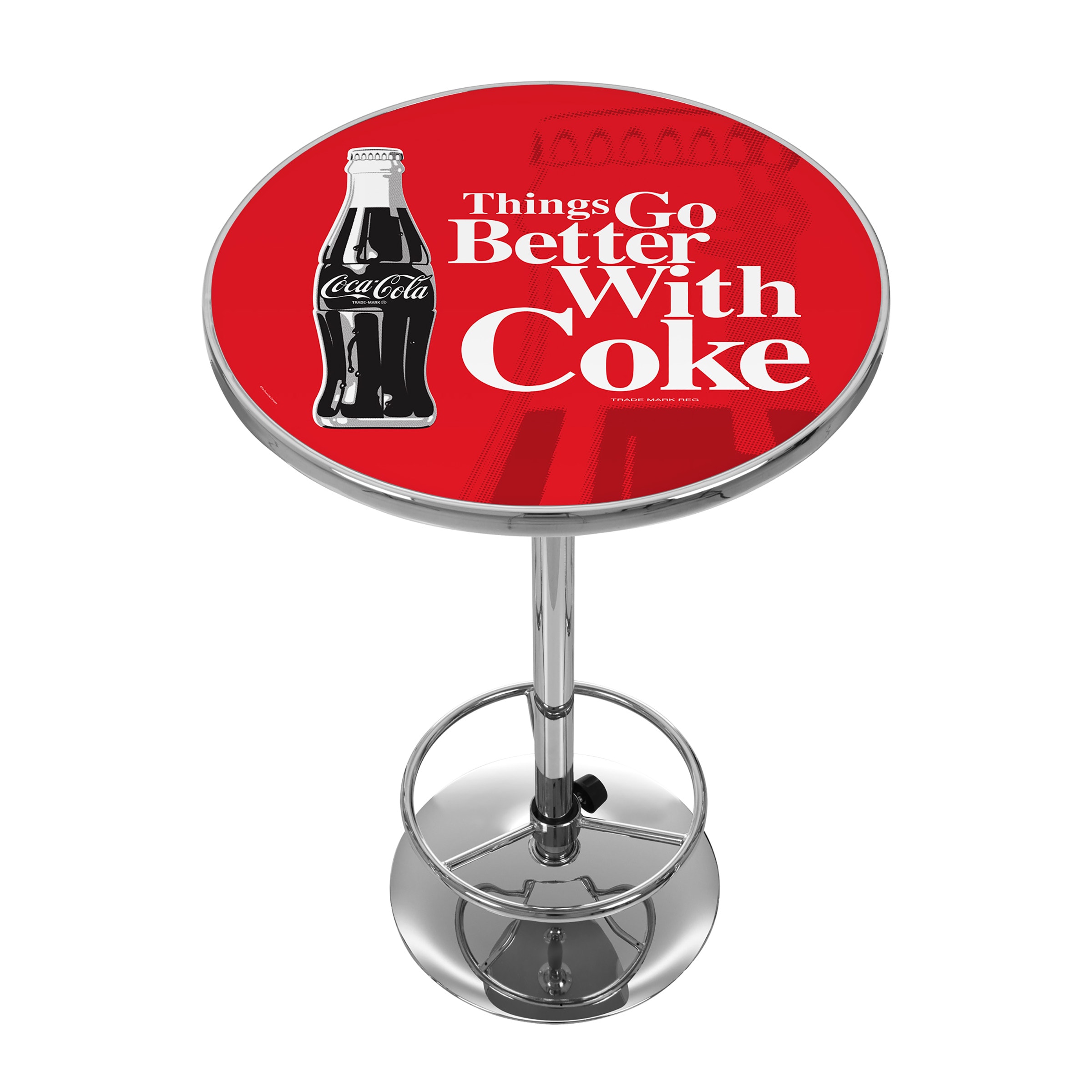 Trademark Gameroom COKE-2000-BTL3 Pub Tables Chrome Round Traditional Bar Table, Composite with Metal Pedestal Base 27.375-in L x 42-in H