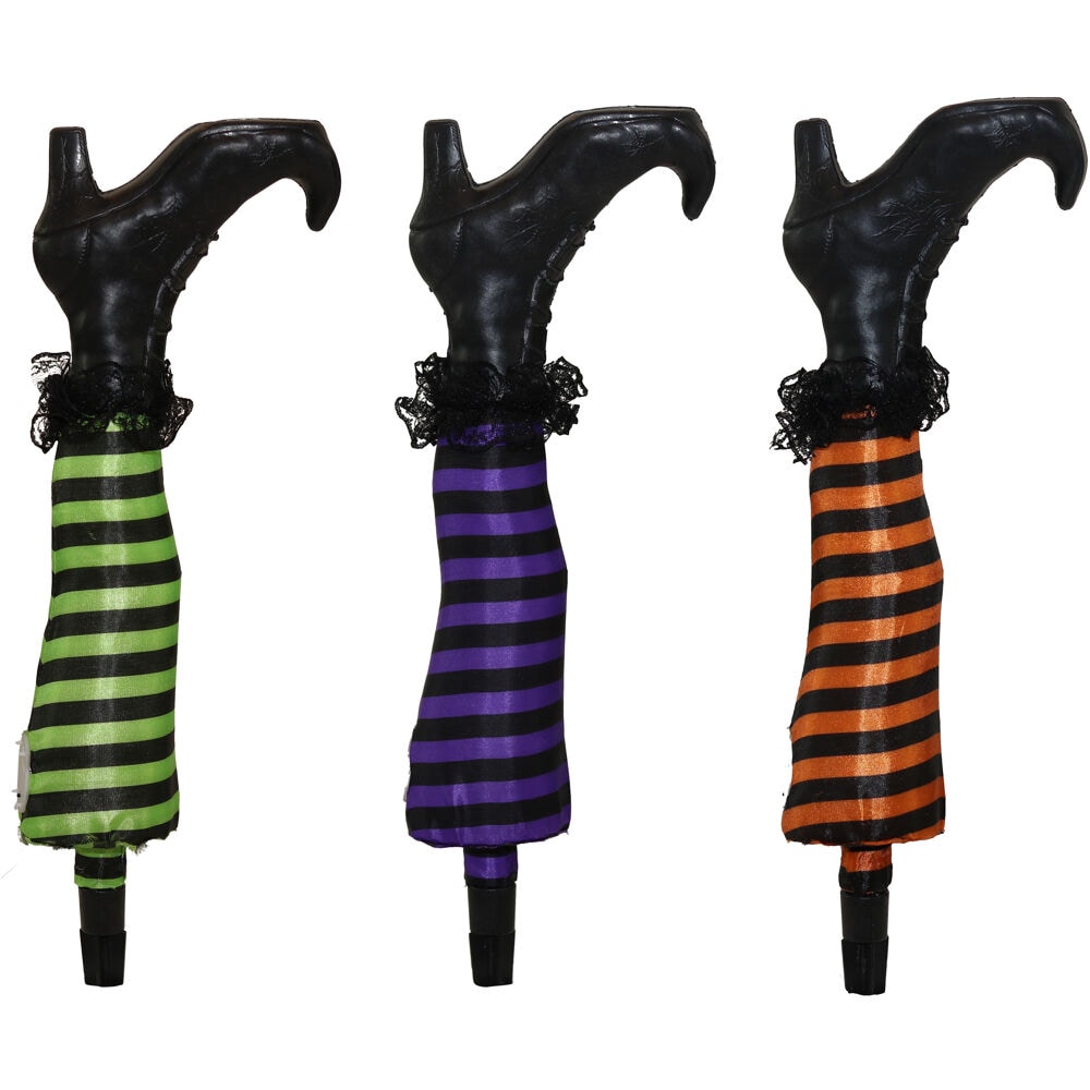 Haunted Hill Farm HHWTCLEG-1STKL 1.5-ft Yard stake Lighted Witch Yard decoration