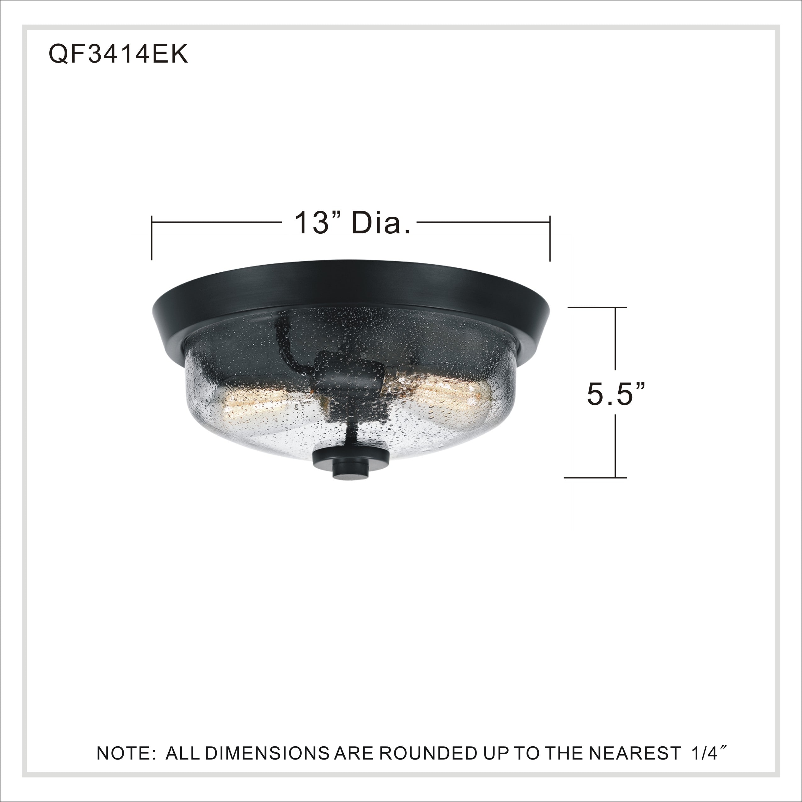 Radius Black Glass 2-Light Indoor/Outdoor Flush Mount Ceiling Light