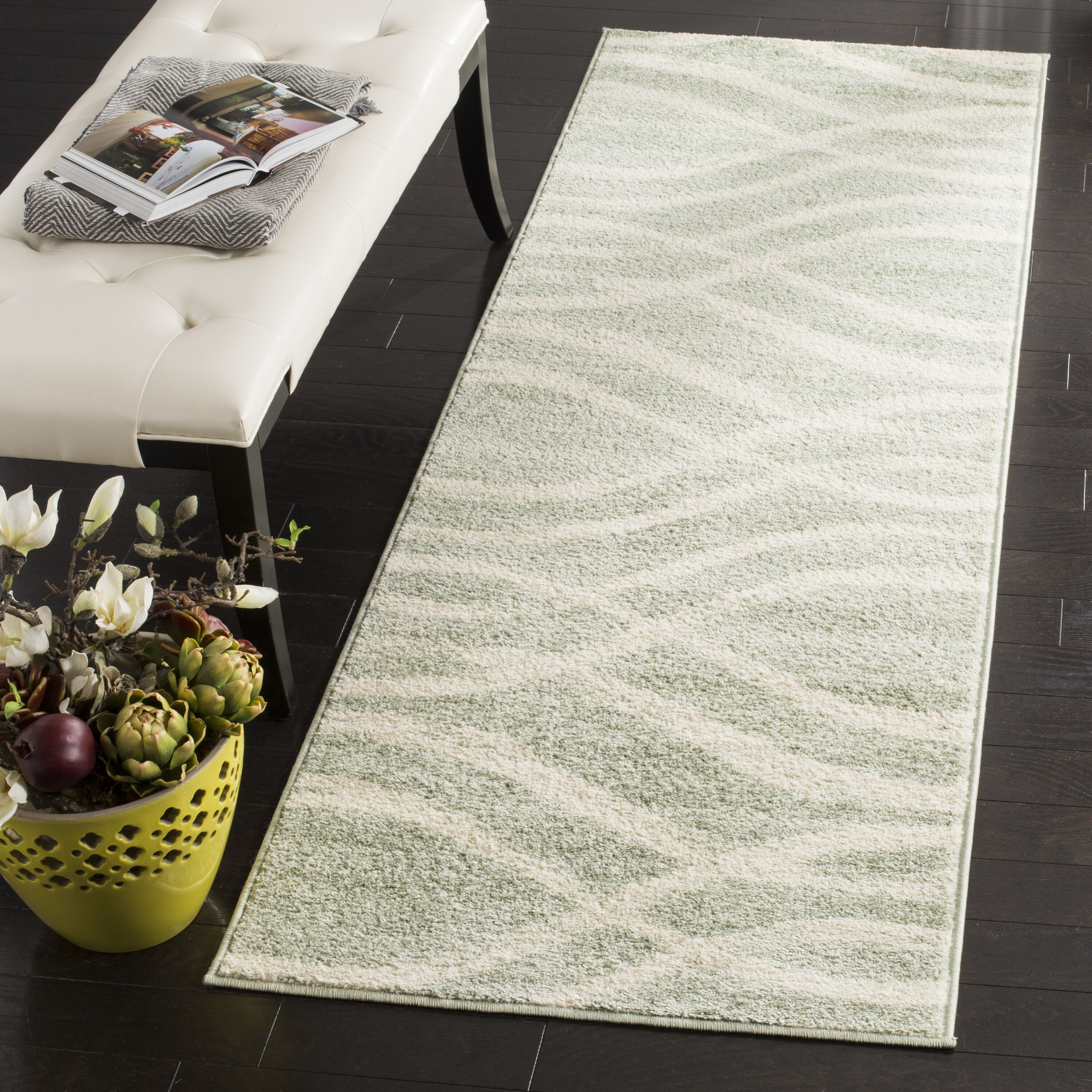 Safavieh ADR125X-26 Adirondack Rosten 3 x 6 (ft) Loomed Polypropylene Sage/Cream Rectangular Indoor Abstract Lodge Runner rug