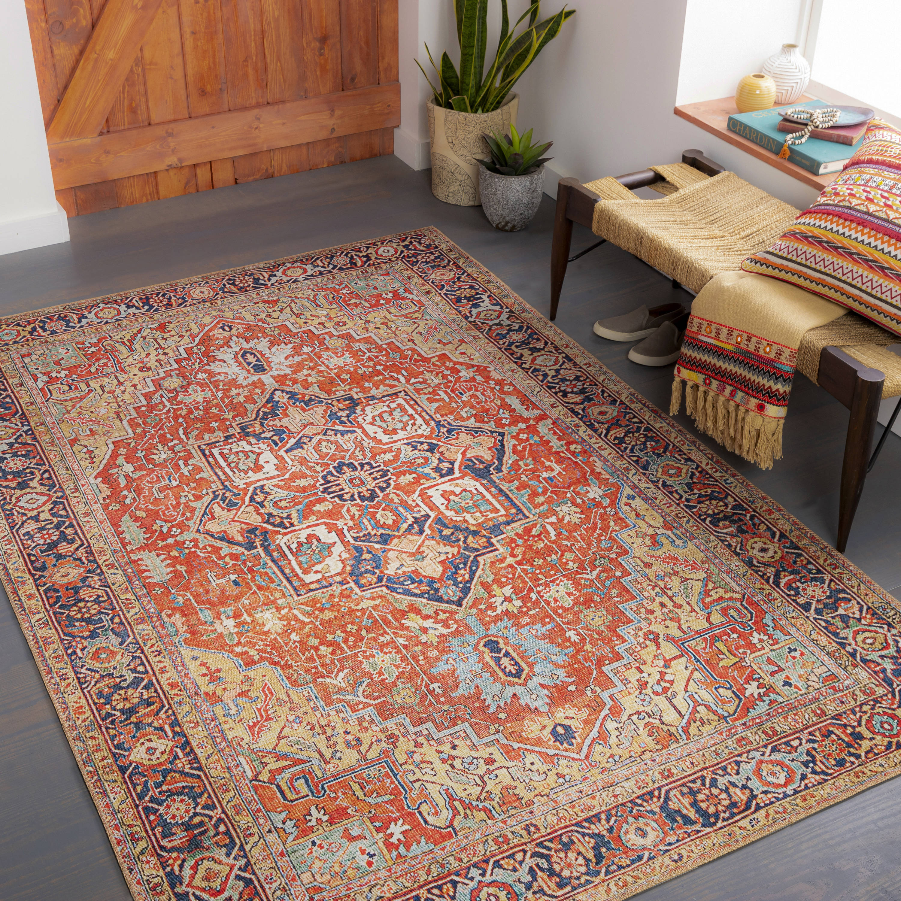 Surya IRS2341-7696 Iris 8 X 10 (ft) Red Indoor Medallion Oriental Area Rug