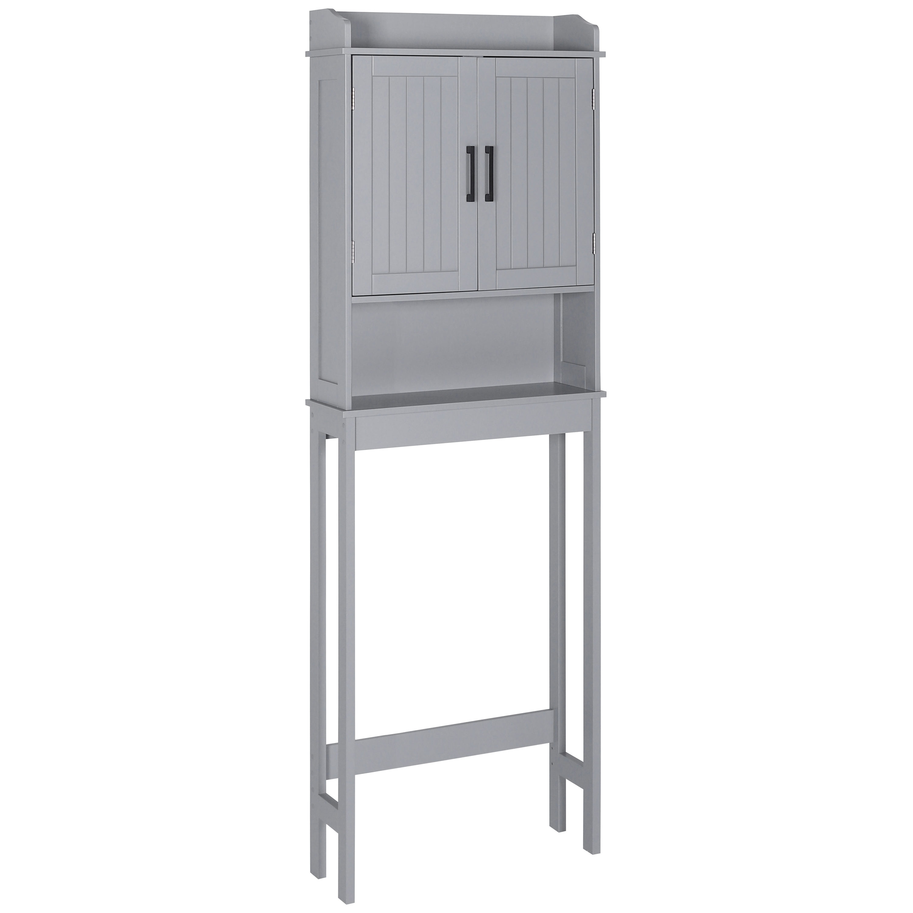 Winado Bathroom Over The Toilet Cabinet Organizer Over Toilet Storage Space  Saver with Adjustable Shelves & Double Door,Grey 