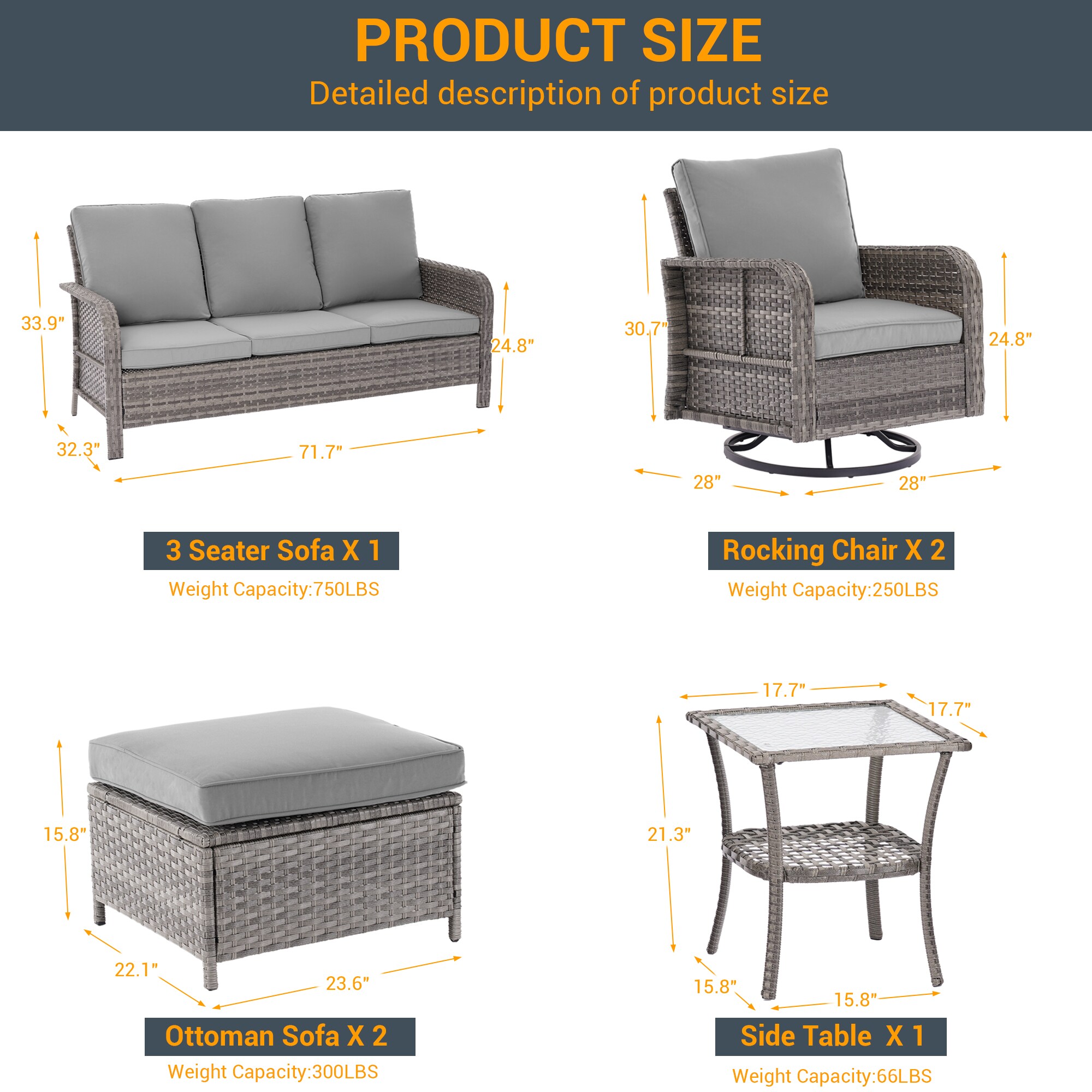 ACEGOSES LW-2R155HGY-T2 Patio-Conversation-Sets - View #3