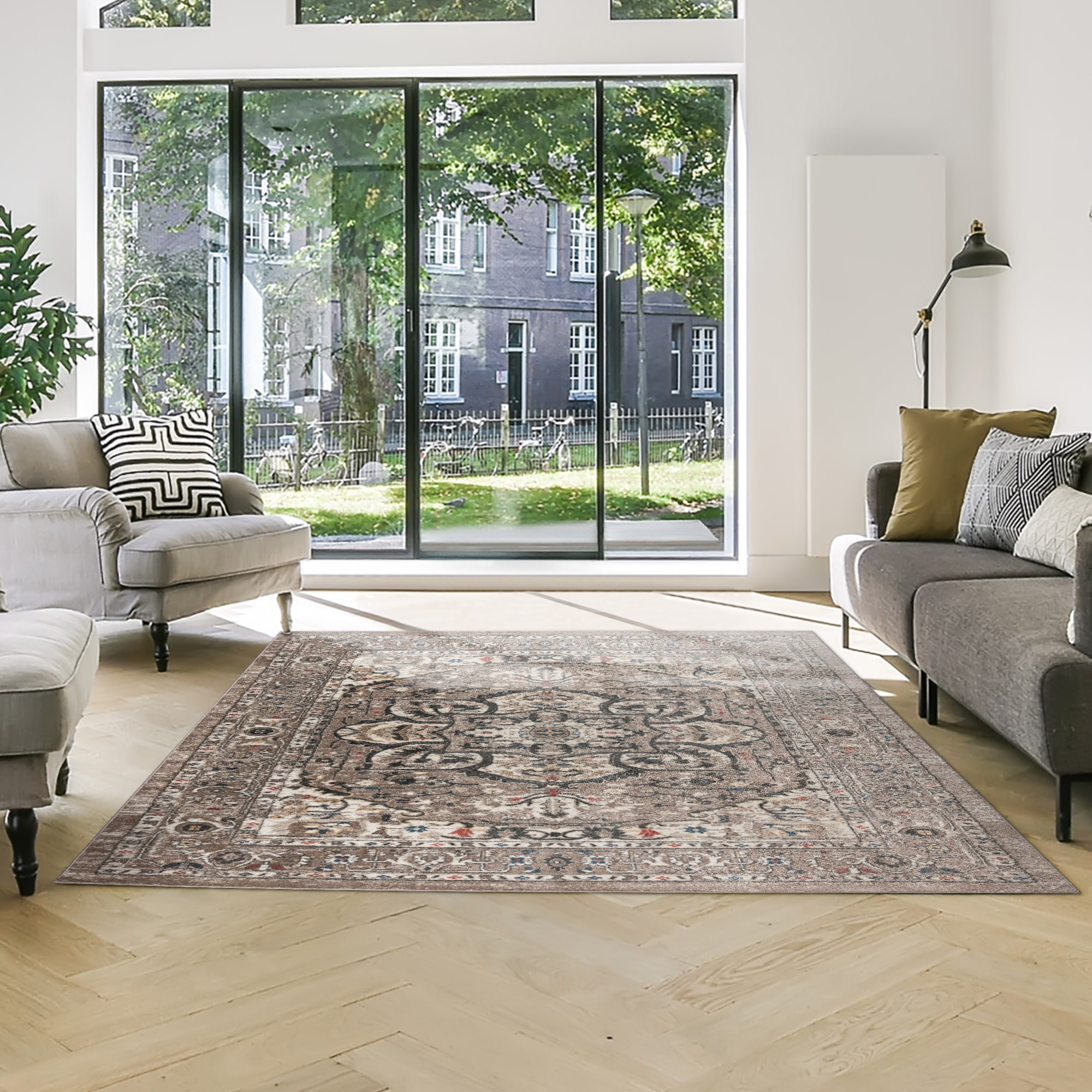 GERTMENIAN 38812 5 x 8 (ft) Polypropylene Beige Rectangular Indoor Oriental Area rug