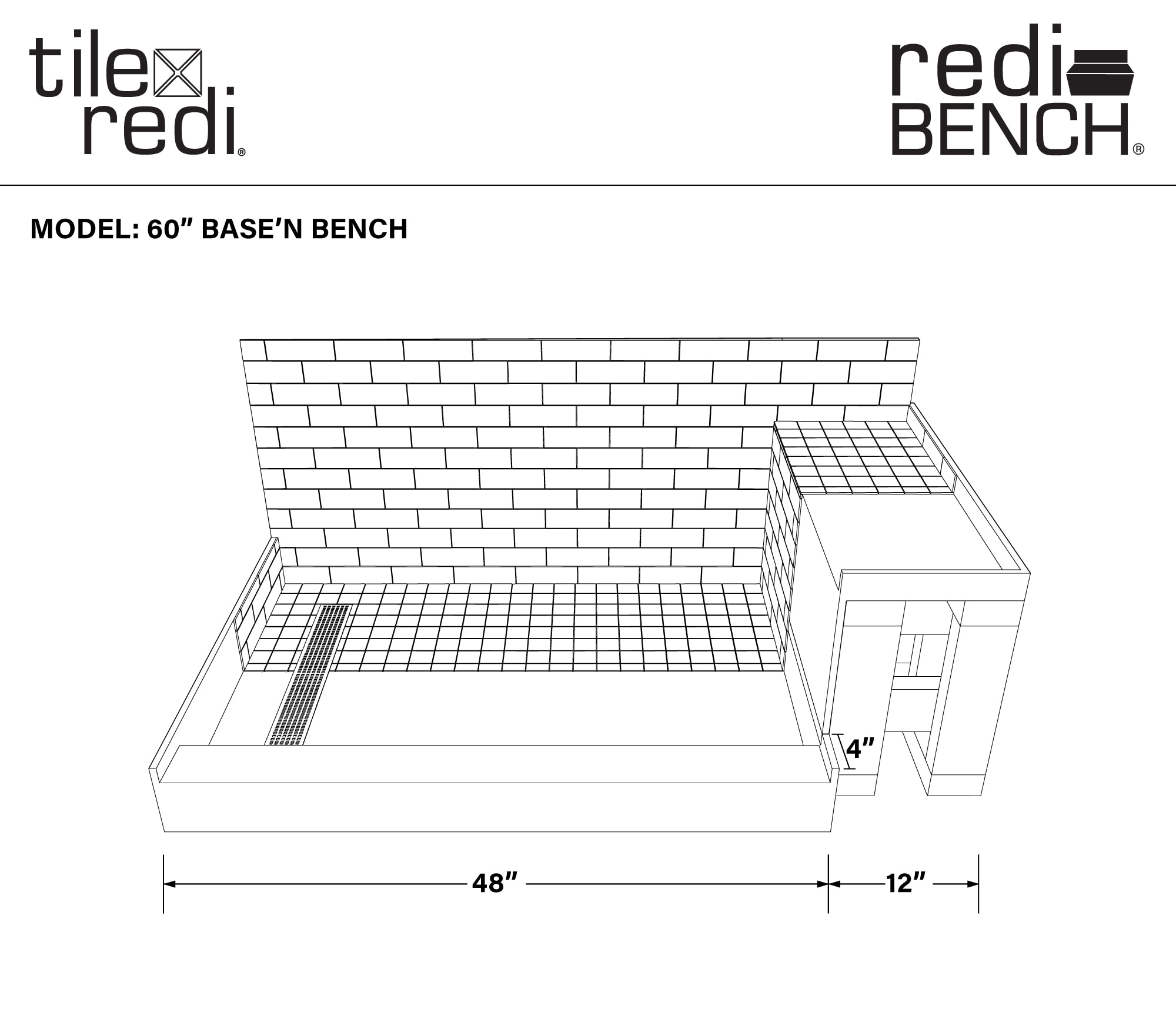 Tile Redi RT4248L-SQPC-RB42KIT Shower-Floors - View #3