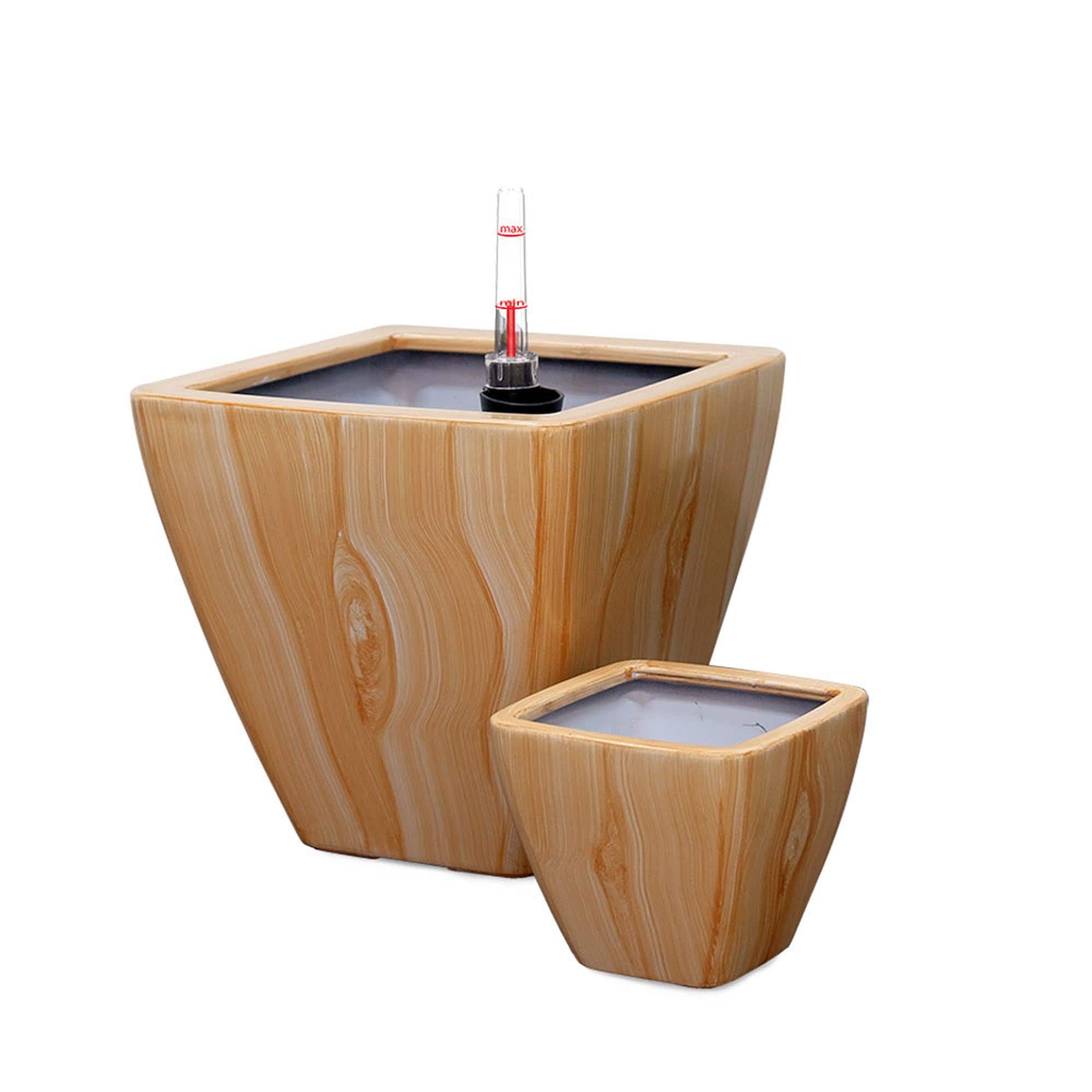 Miki Shinly JJ-4623-24DTY Rectangle 12.6-in W Medium Brown Plastic Indoor/Outdoor Planter with Drainage Holes with Self Watering