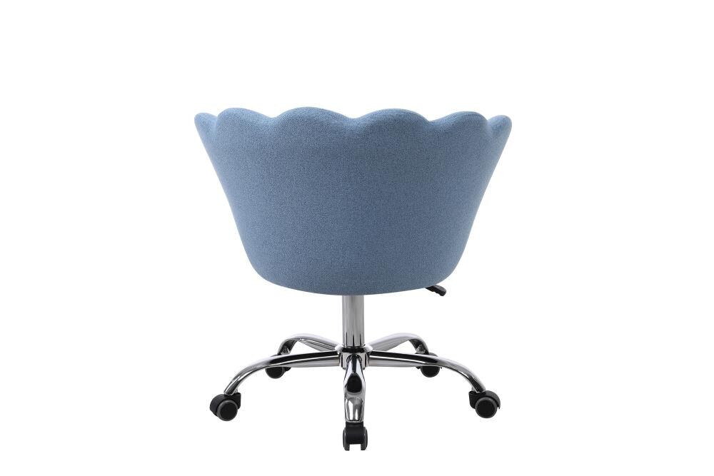 Pouuin Blue Office Chair Blue Seat Cushion and Silver Metal Frame ...