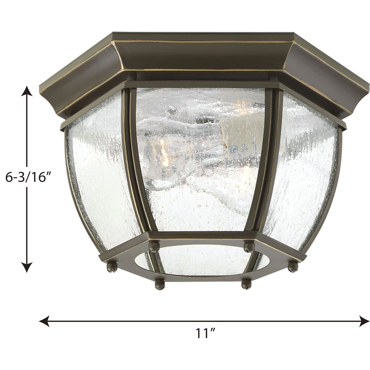 Antique Bronze Glass Indoor/Outdoor Flush Mount Light