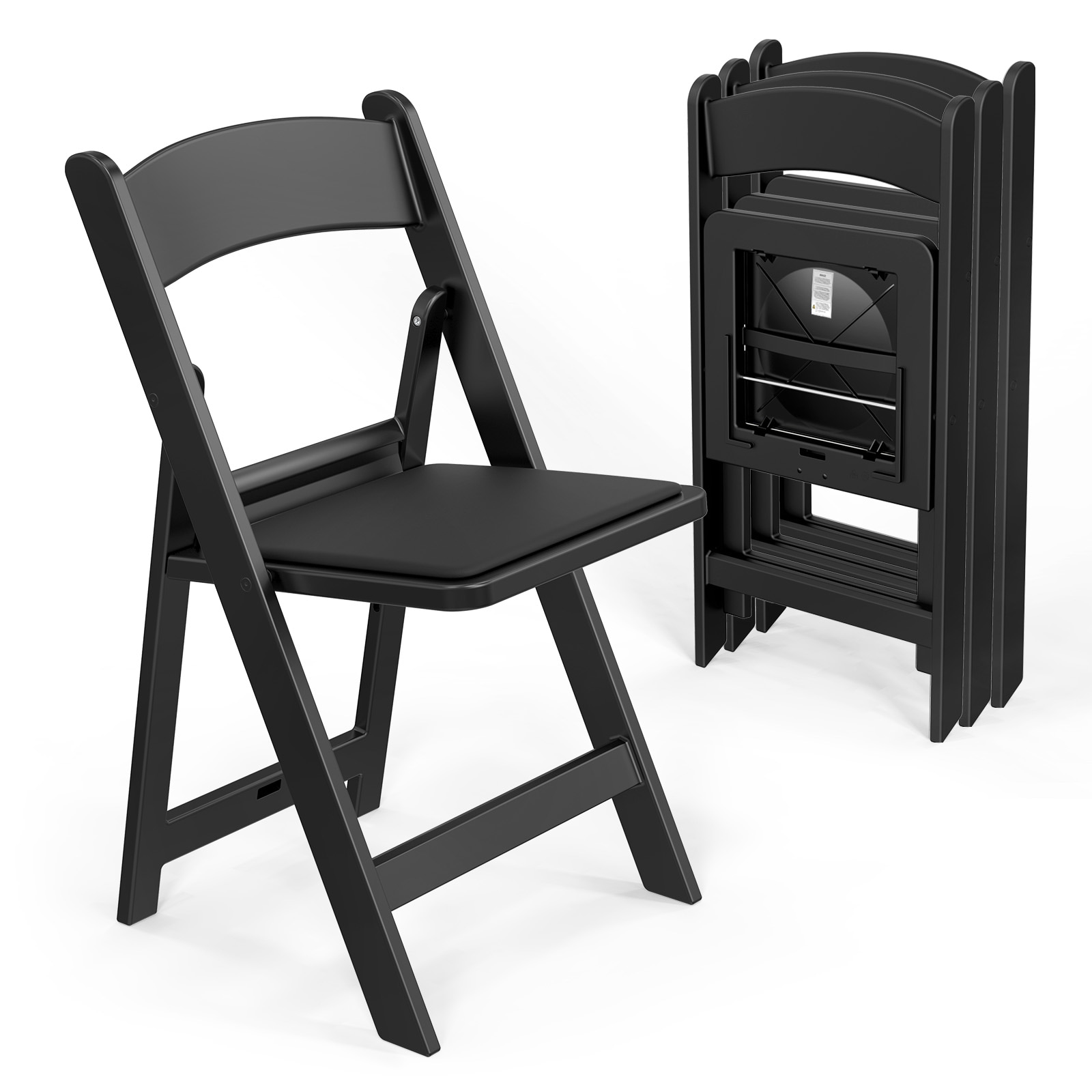VINGLI - 4 Pack Resin Folding Chairs with Cushion-Foldable Plastic Chair with Comfortable Padded ...