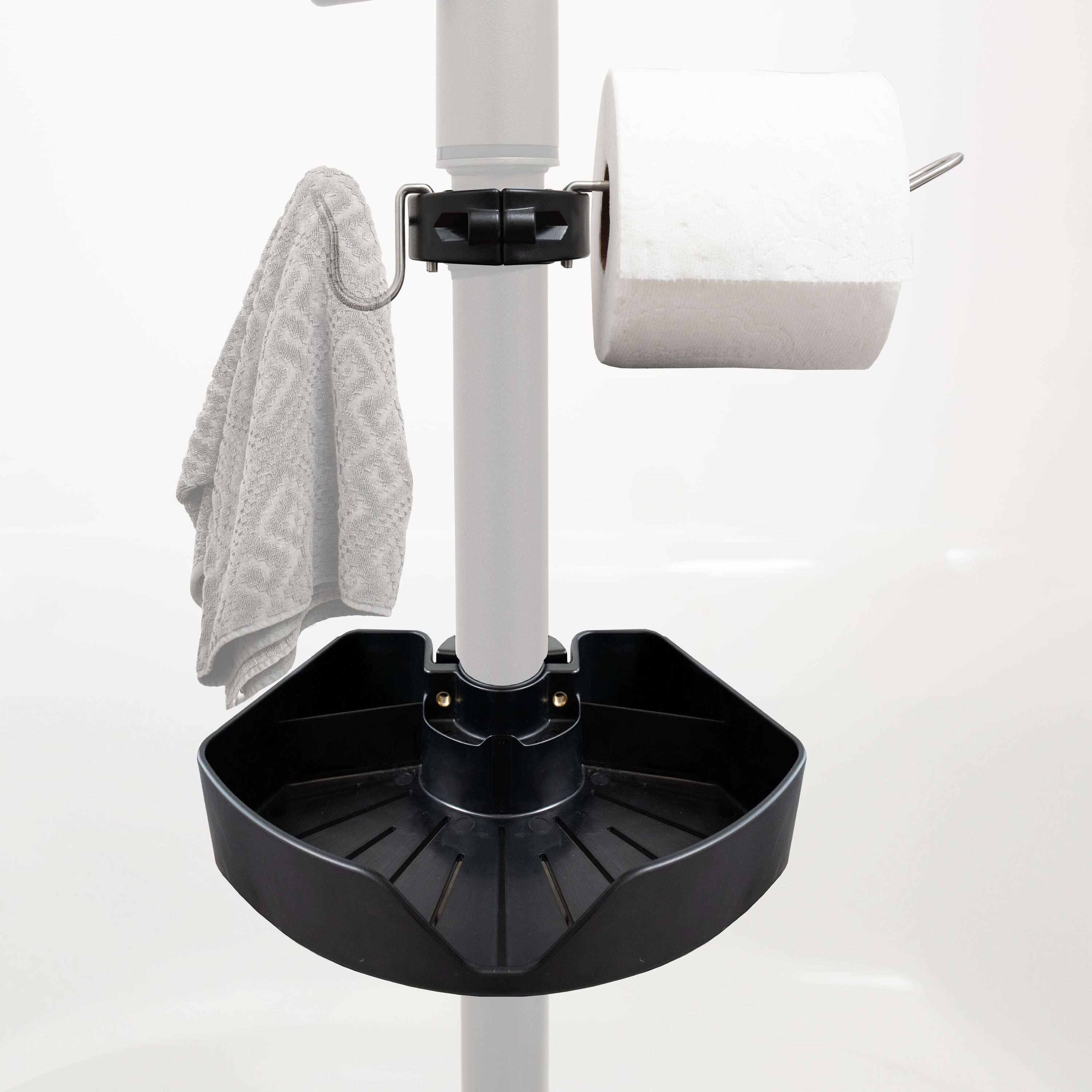 Stander Wonder Pole Accessory Bundle Black Organizer Bin with Towel Hook and Toilet Paper Holder Compatible with  Wonder Poles