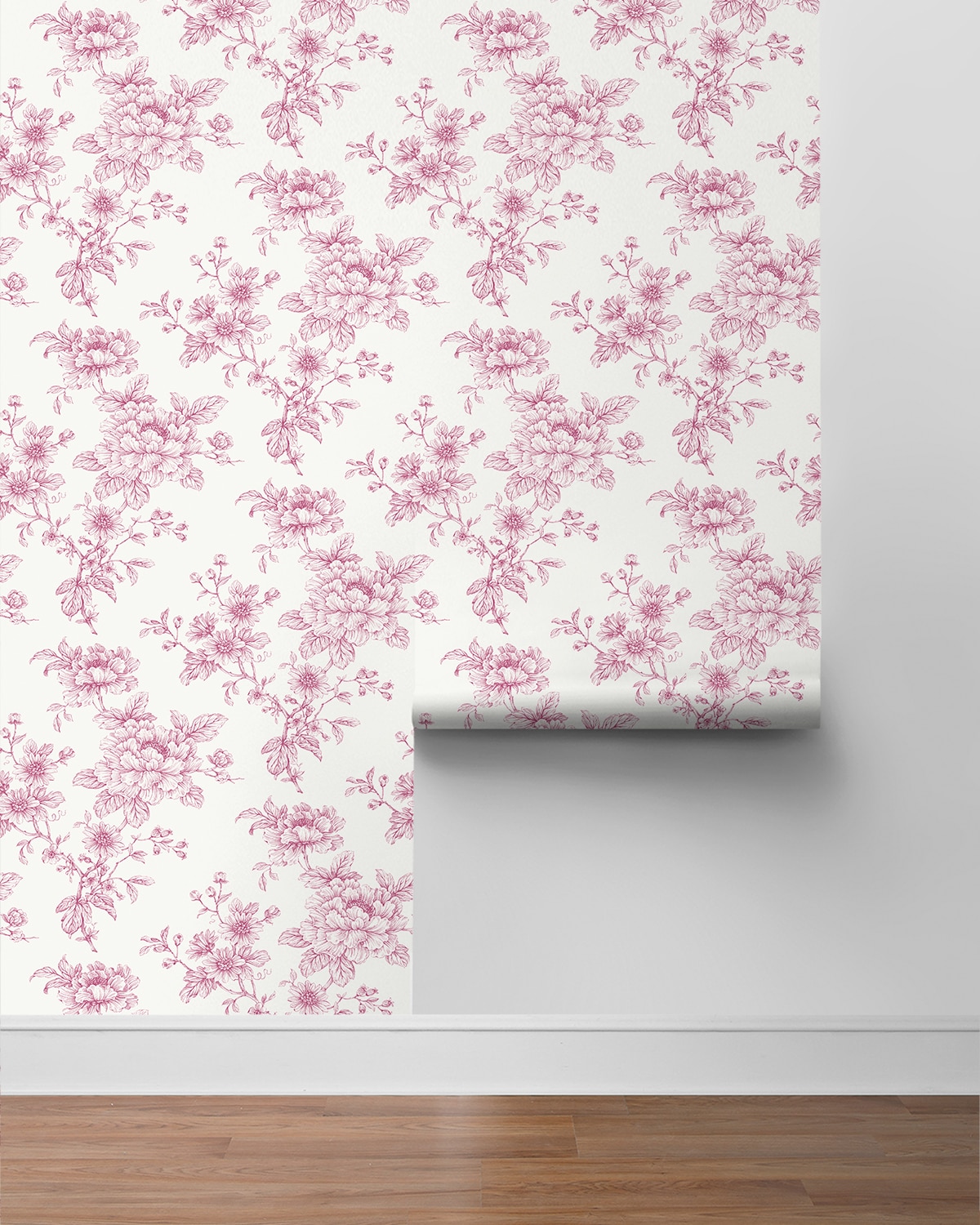 Pink Floral Self-Adhesive Vinyl Wallpaper Roll