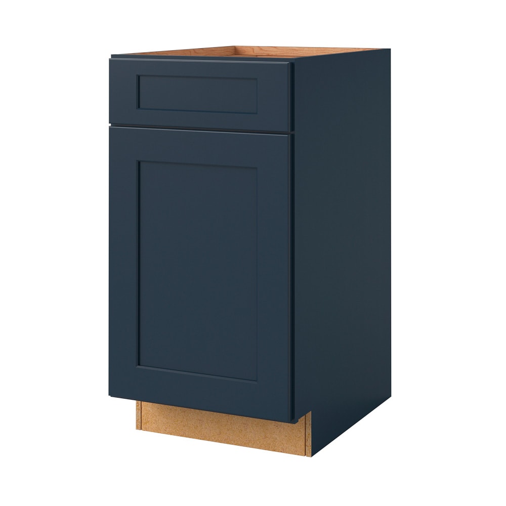 Port 18-in W x 34.5-in H x 24-in D Navy 1-Drawer Base Fully Assembled Cabinet (Flat Panel Shaker Style) in Blue | - allen + roth 20182NV