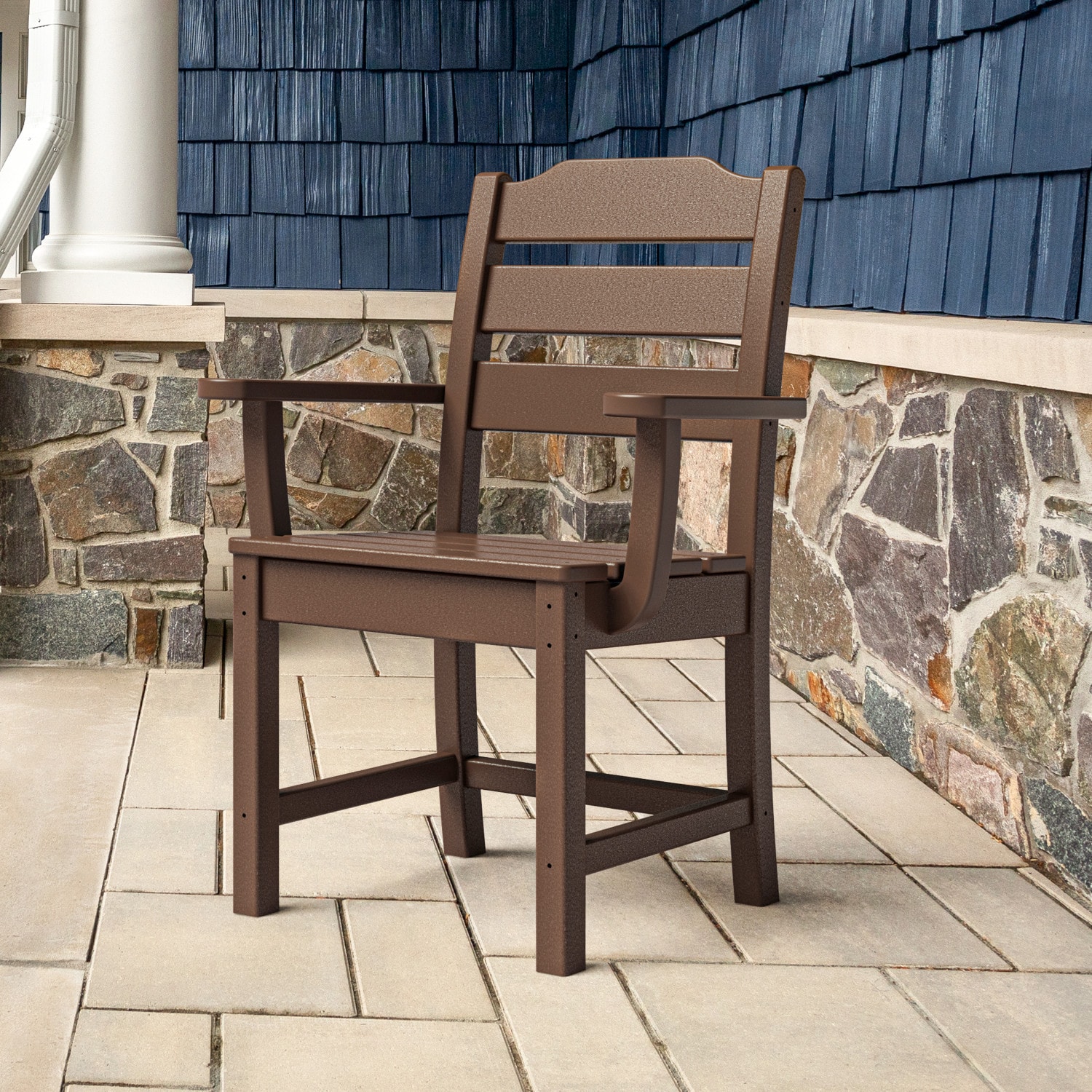 allen + roth by POLYWOOD ARTLD200MA Oakport Mahogany HDPE Frame Stationary Dining Chair with Slat Seat