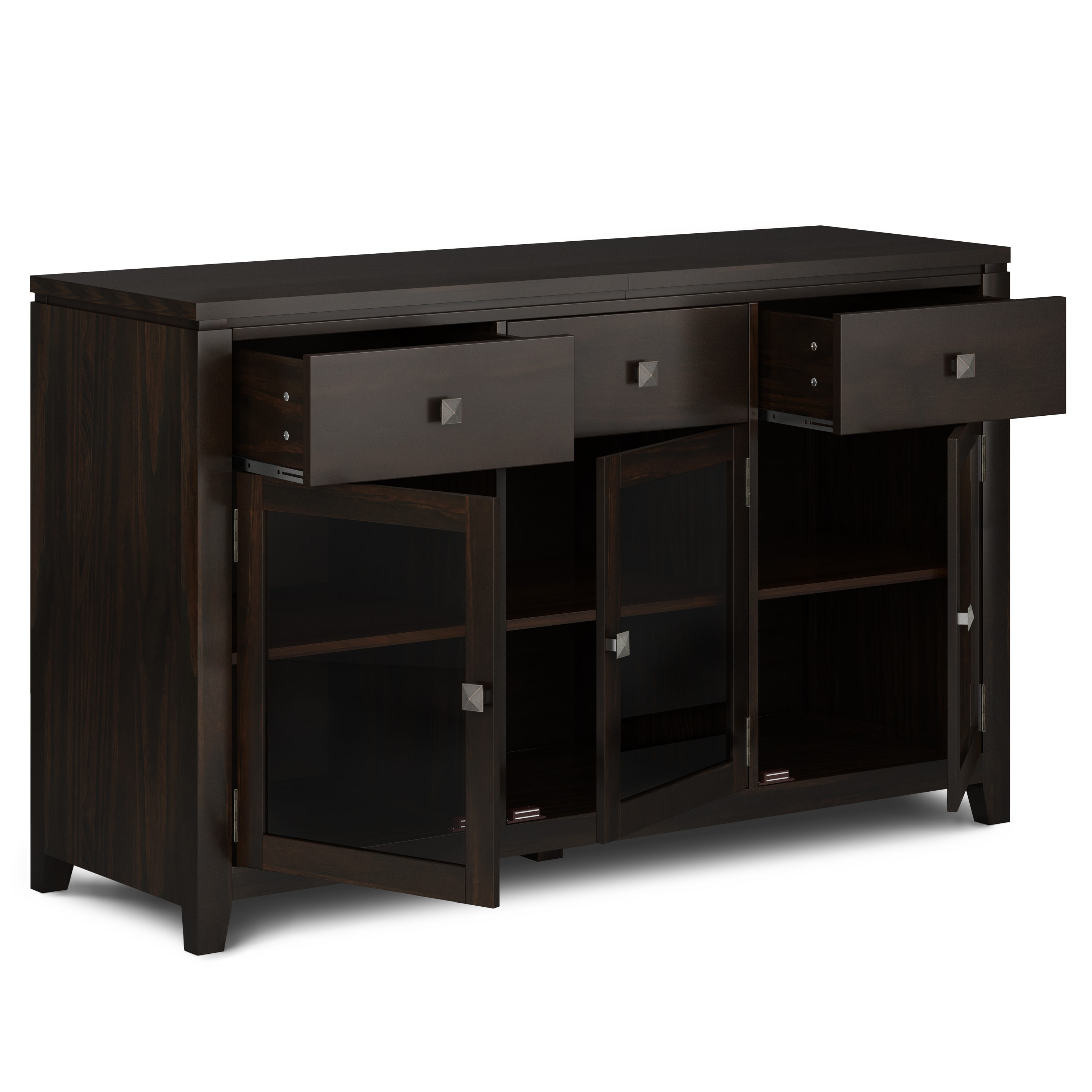 Cosmopolitan Mahogany Solid Wood 54" Wide Contemporary Sideboard Buffet