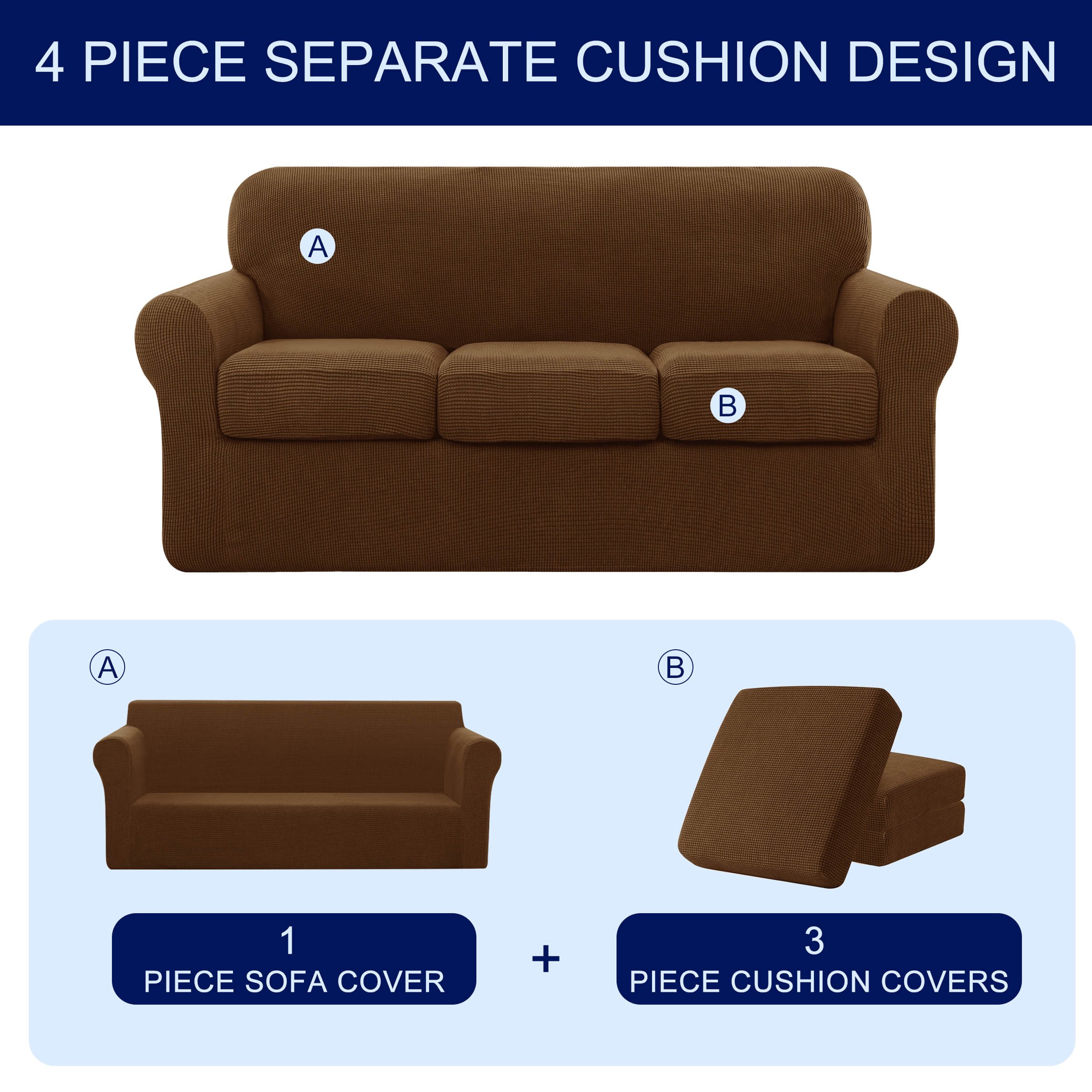 Faux Leather Stretchy Sofa Seat Cushion Cover Chair Couch Loveseat  Slipcovers in , 27.5 H x 25 W x 9 D
