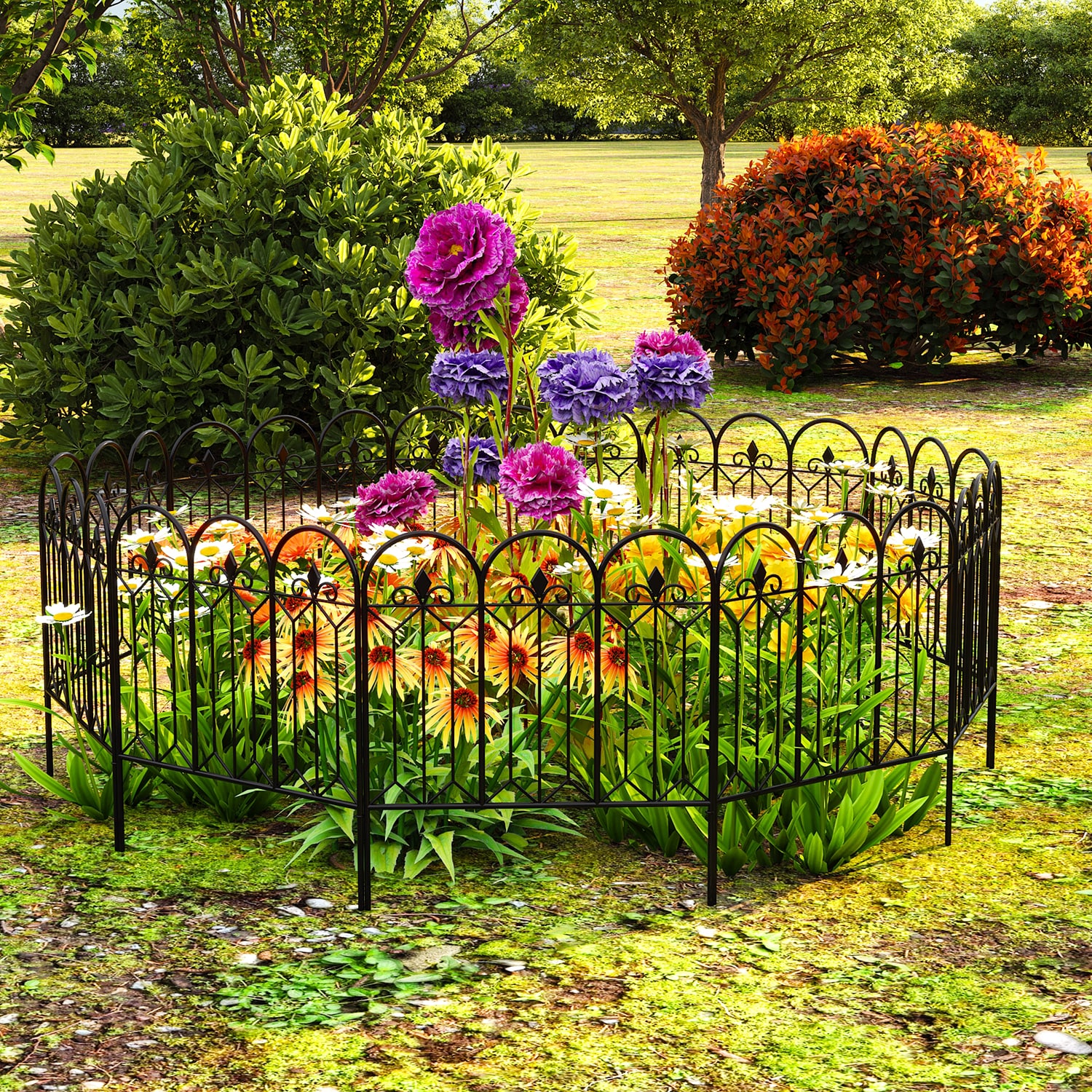 FUFU&GAGA LJY-WFKF170141-02 0.315-Inches x 24-Inches x 31.5-Inches 10 -Pack Black Metal Steel Decorative fencing