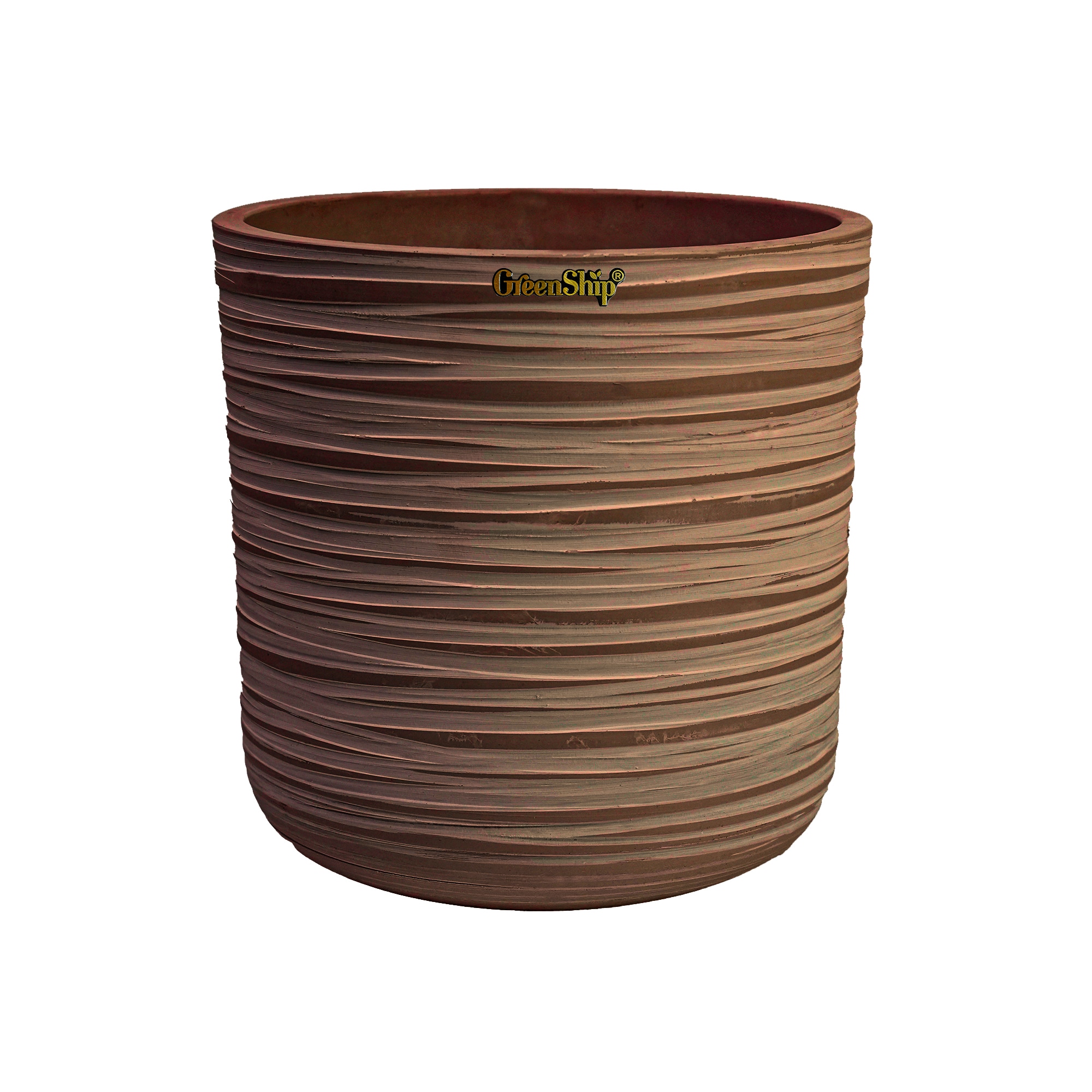 Greenship K2-21G25-5C Round 9.9-in W Medium Brown Resin Indoor/Outdoor Planter