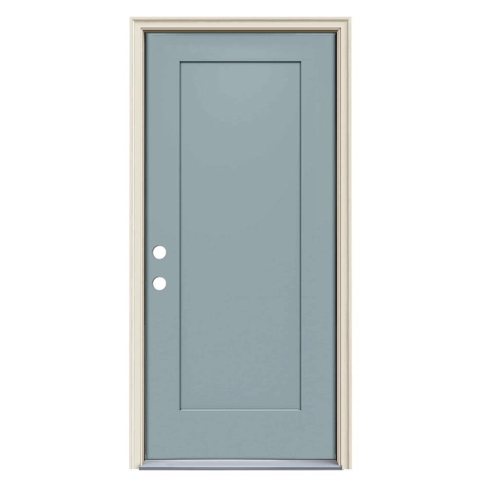 JELD-WEN LOWOLJW229900022 36-in x 80-in x 4-9/16-in Steel No glass Right-hand inswing Serenity Painted Prehung Front Door with Brickmould Insulating core