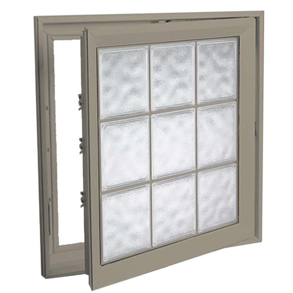 Hy-Lite 8CSUS2145DWGRH Frosted 21-1/2-in x 45-1/2-in x Driftwood Right-Handed Vinyl Casement Window Tempered Glass with Grids ( Full Screen Included )