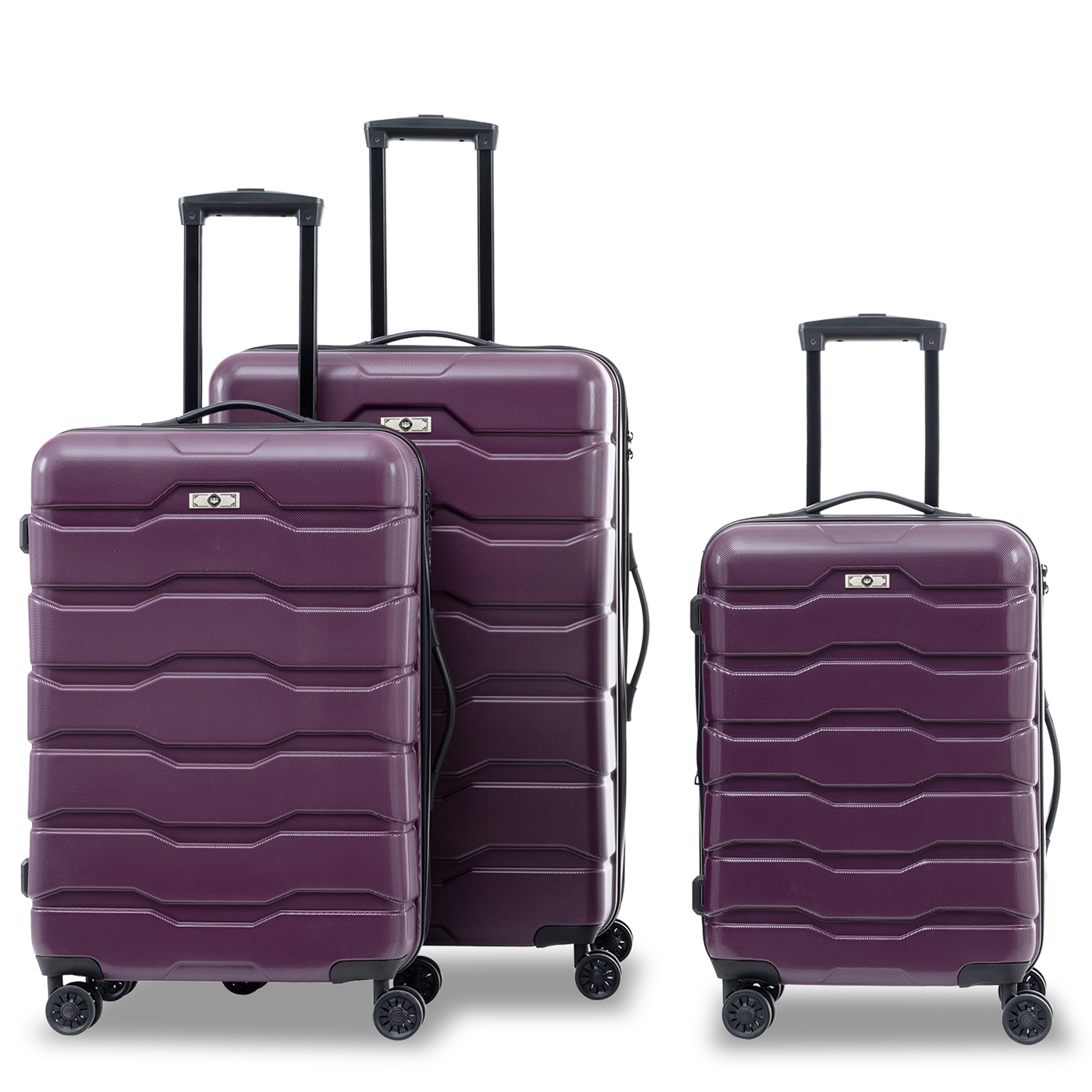 SINOFURN SYD9300003PP 22.8x12.5x30 Purple Plastic Hardshell Suitcase set 3 -Bag