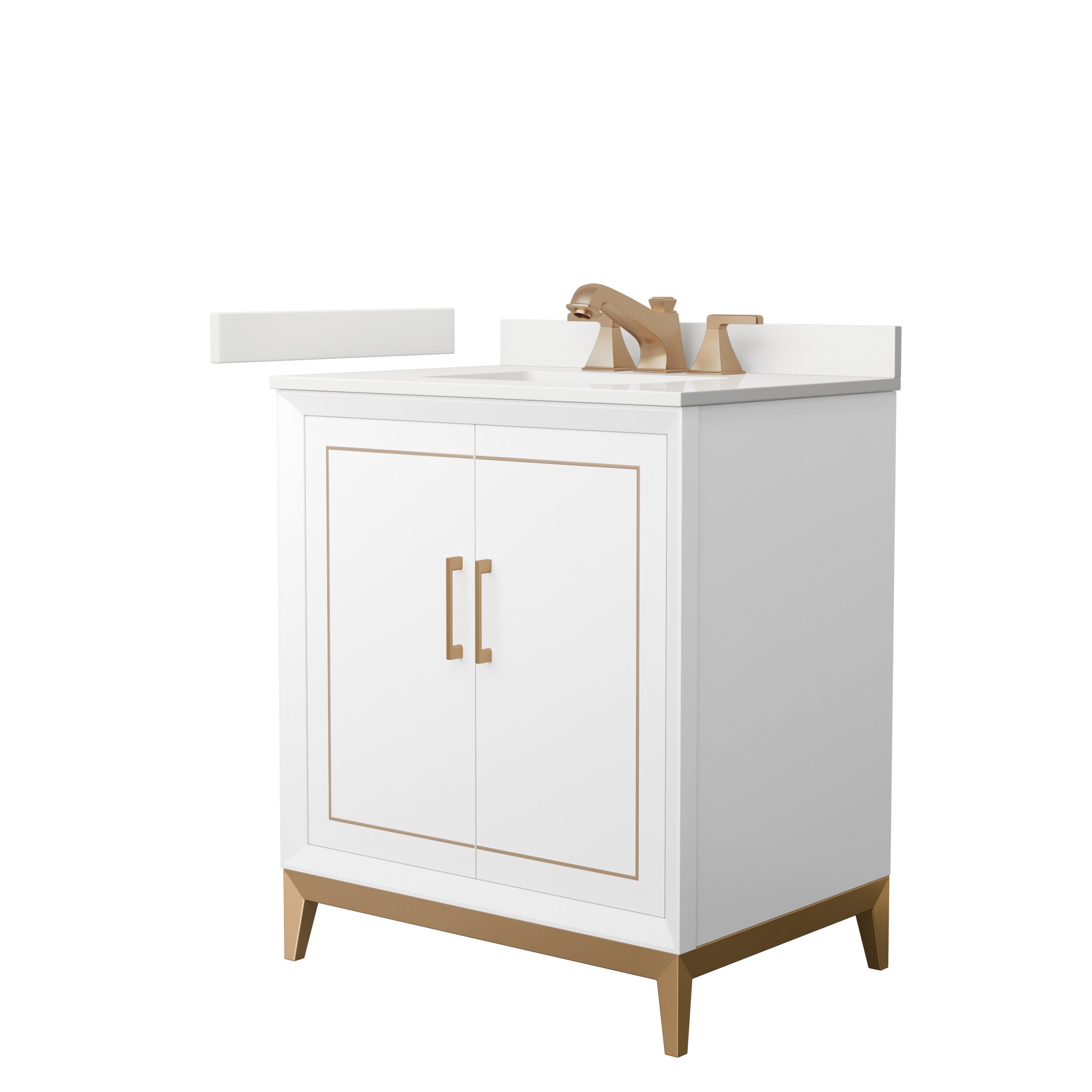 Wyndham Collection WCH515130SWZWQUS3MXX Marlena 30-in White Undermount Single Sink Bathroom Vanity with White Quartz Top